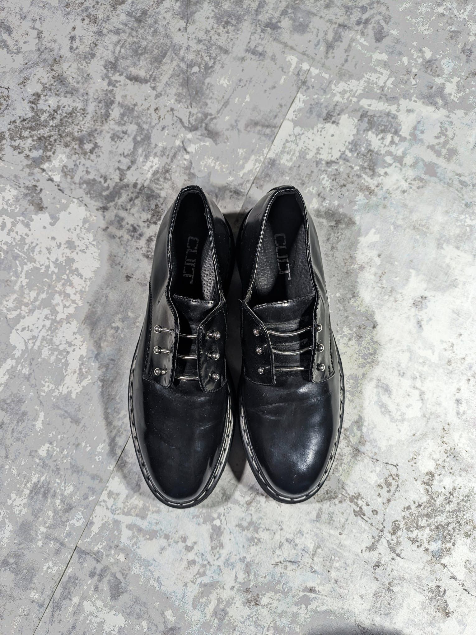 Japanese Brand Chunky AvantGarde Black leather punk shoes Size US 6 / EU 39 - 3 Thumbnail