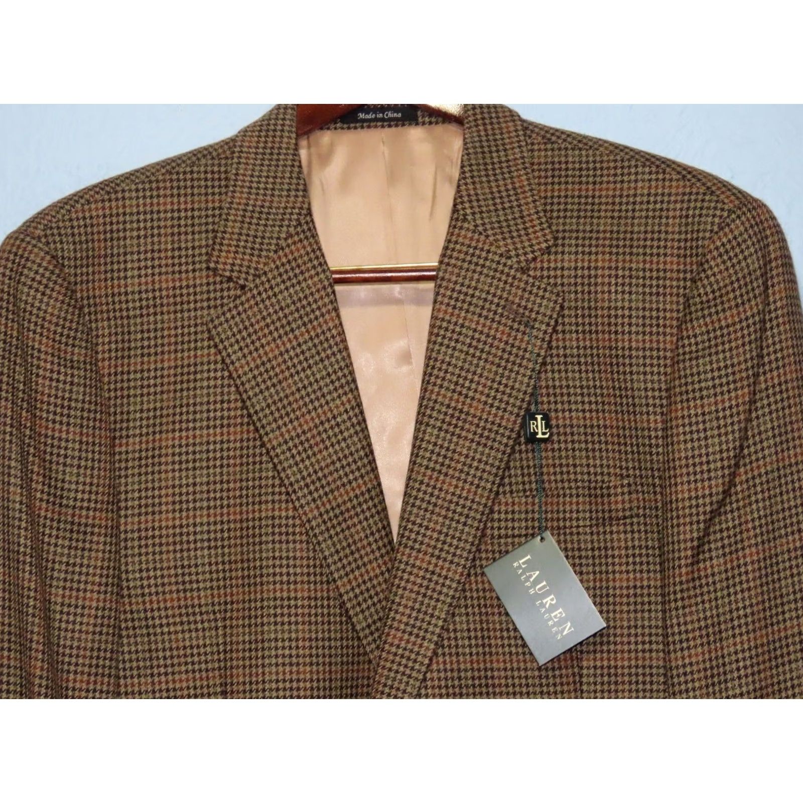 Ralph Lauren Ralph Lauren Sport Coat Brown Houndstooth Check 46R NWT / 100% Lambswool / Designer / Men / Regular Fit Size US S / EU 44-46 / 1 - 4 Thumbnail