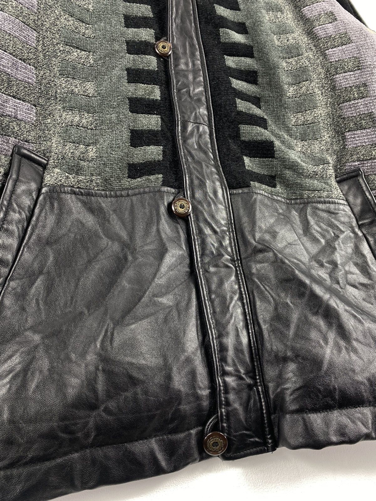 Aran Isles Knitwear Retro Y2k Massimo Knit Design Leather Jacket Size US M / EU 48-50 / 2 - 8 Thumbnail