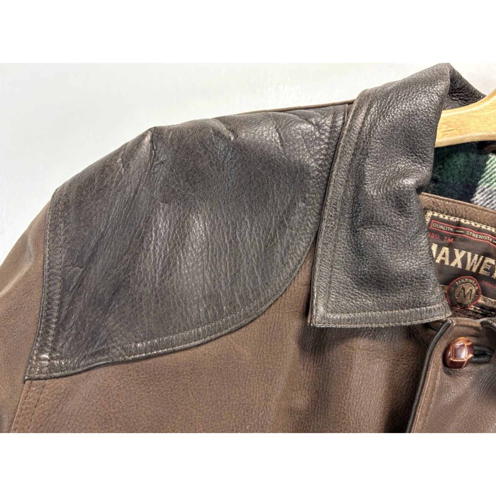 Vintage VINTAGE Maxwear Leather Barn Coat Mens M Brown Flannel Lined HEAVY Contrast Collar Barn/Rancher 90s Mens Size US M / EU 48-50 / 2 - 4 Thumbnail