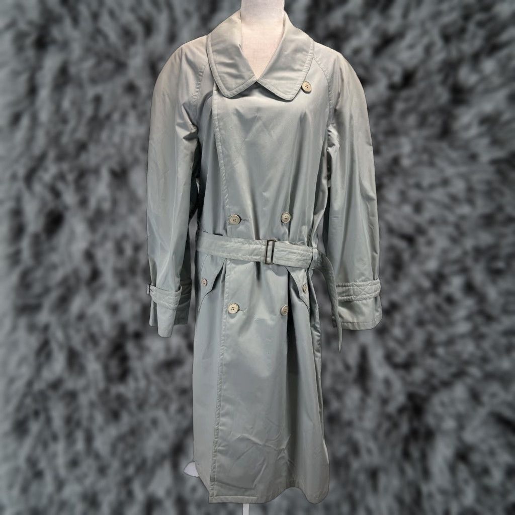 Emilio Pucci VINTAGE Emilio Pucci Women’s Trench Coat Jacket Long Sleeve Belted Regular Size Large Seafoam Green Gray Italy Size L / US 10 / IT 46 - 1 Thumbnail