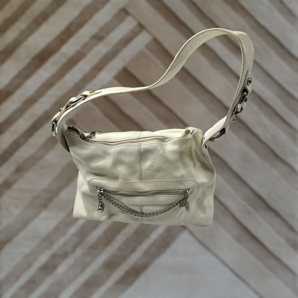 Juicy Couture VINTAGE Juicy Couture Y2K Shoulder Bag White Leather Medium Women’s Mens? No Size ONE SIZE - 1 Thumbnail