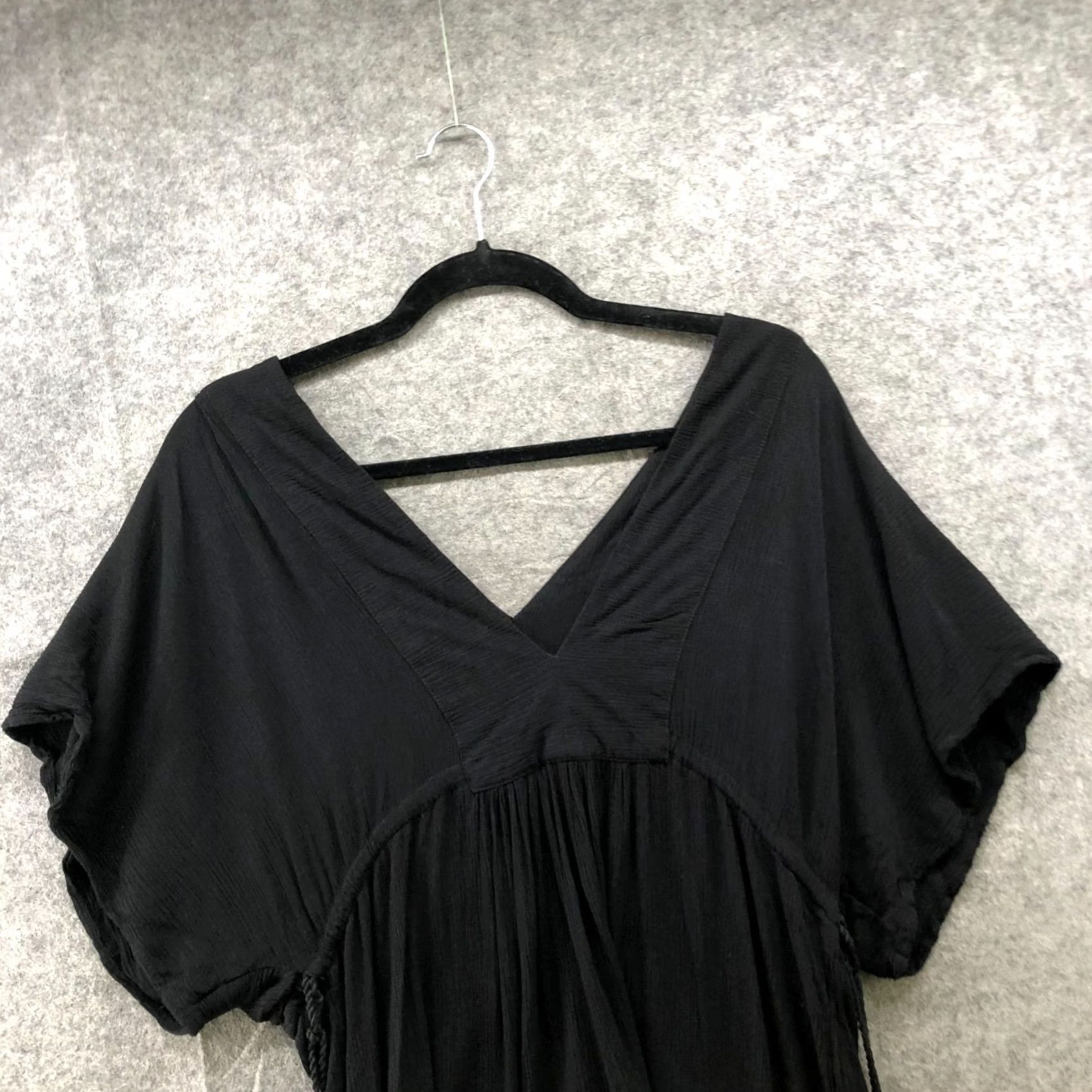 Ralph Lauren Lauren Ralph Lauren Crinkle Tunic Coverup Top Dress XS Black V-Neck Womens Short Sleeve Beach Vacation Style A-Line Pullover Coastal Prime Shipping Size XS / US 0-2 / IT 36-38 - 3 Thumbnail