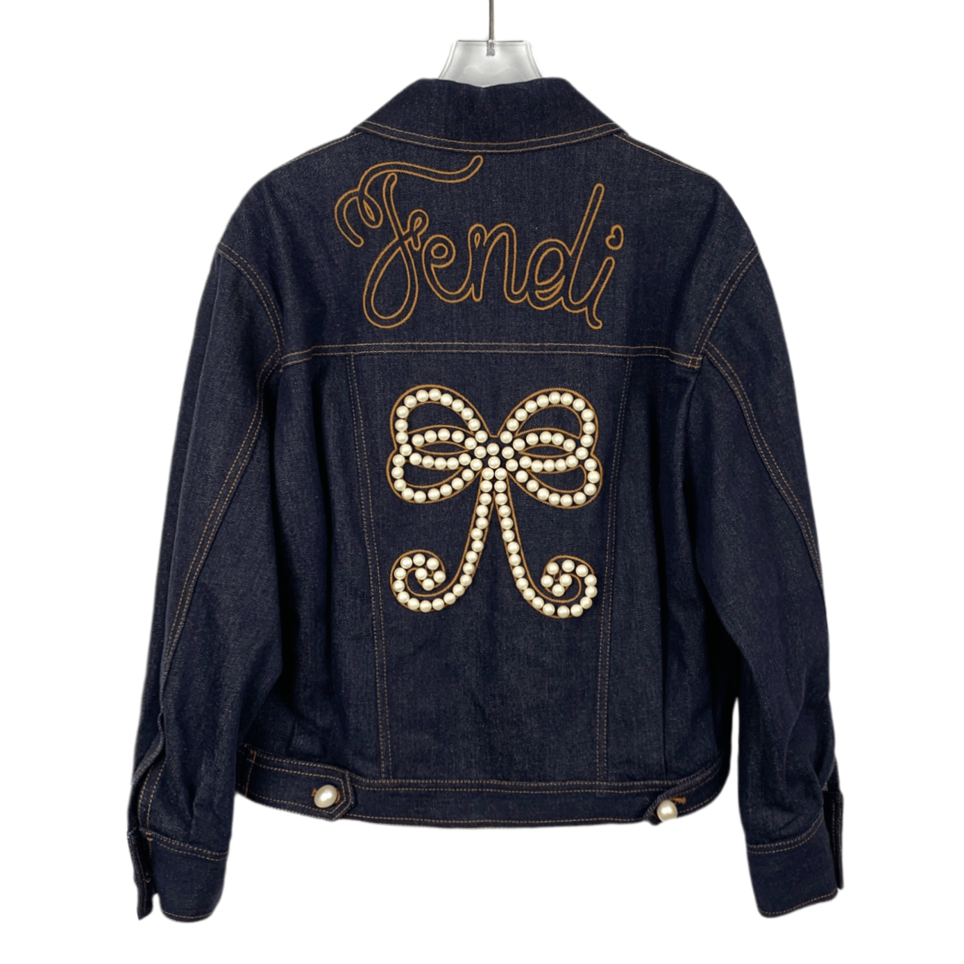 Fendi Fendi Pearl Embroidered Denim Coat Size S / US 4 / IT 40 - 2 Thumbnail