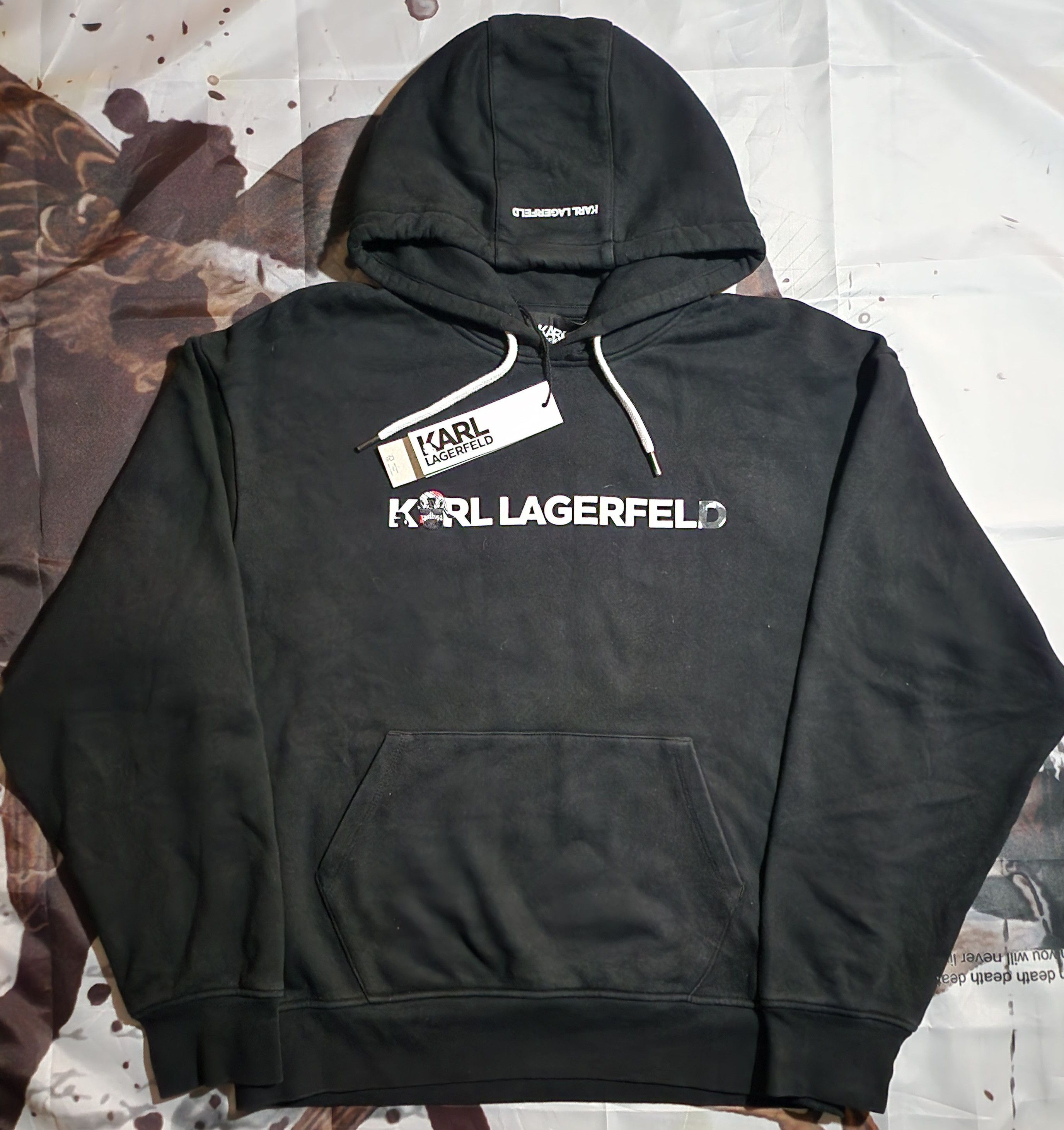 Karl Lagerfeld Distressed Logo Hoodie Size US L / EU 52-54 / 3 - 1 Thumbnail