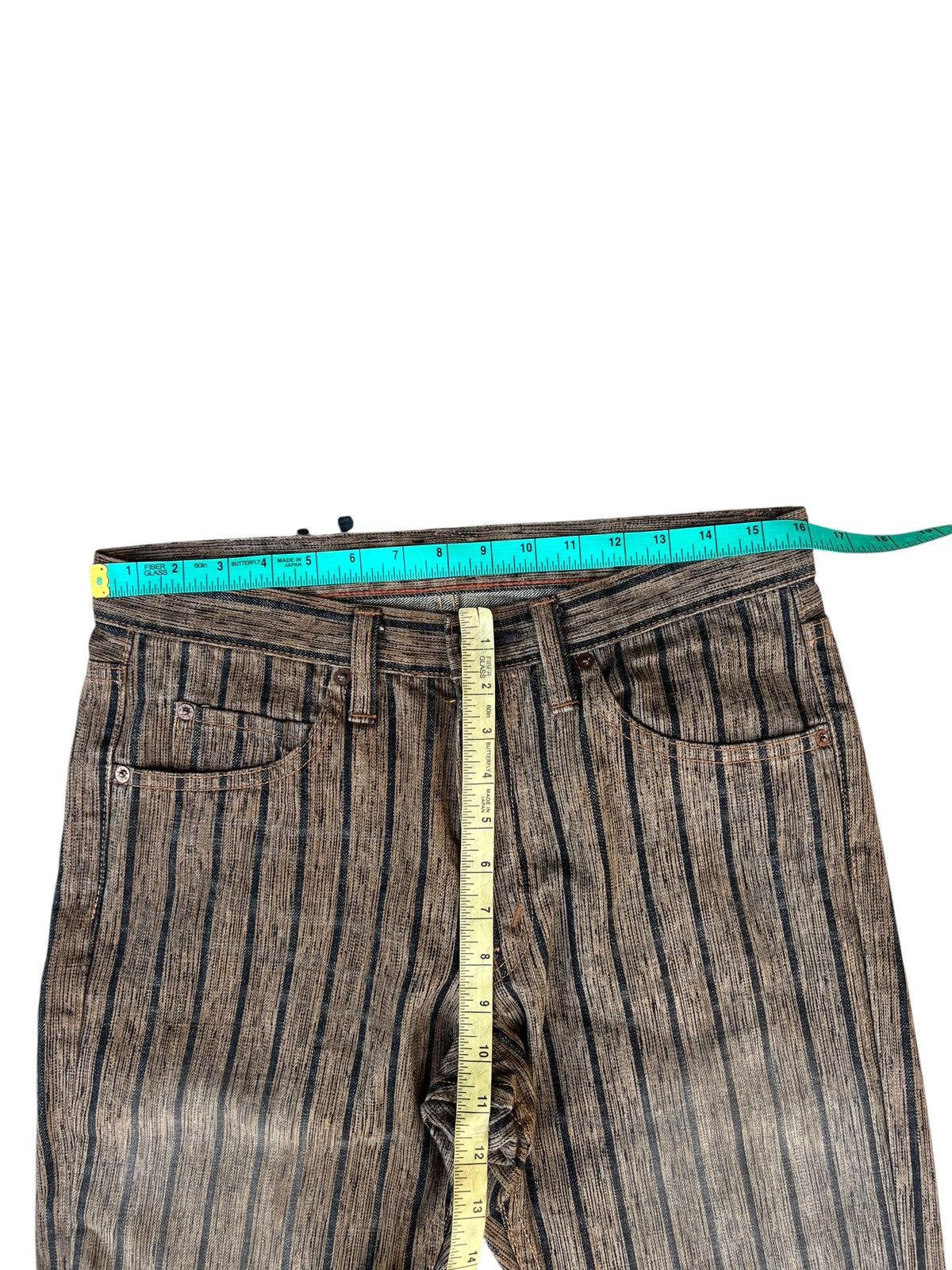 Schlussel Vintage BLUE WAY Japan Faded Striped Denim Flare Jeans Size US 32 / EU 48 - 4 Thumbnail