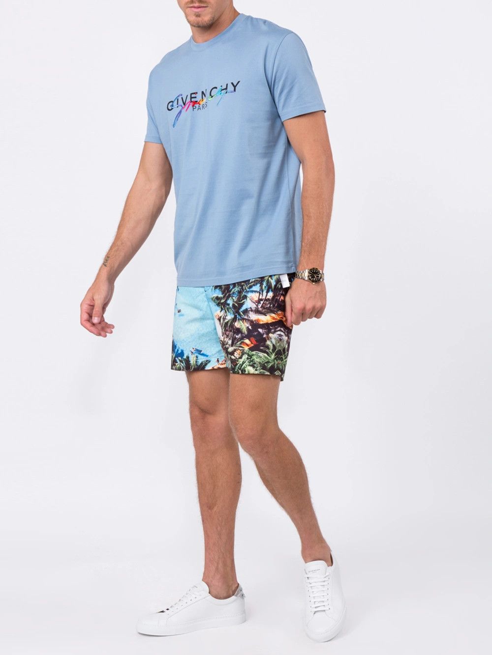 Givenchy Blue Rainbow Signature Logo T-Shirt Size US S / EU 44-46 / 1 - 3 Thumbnail