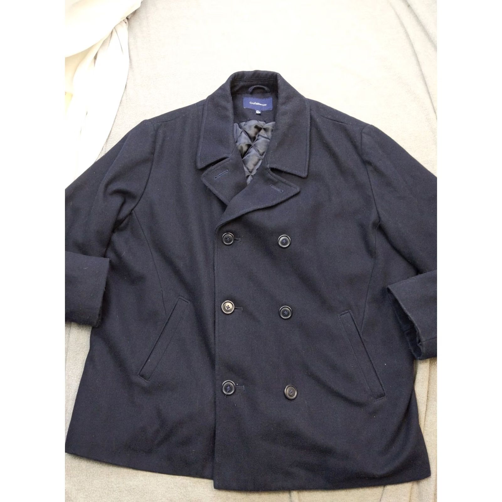 Croft & Barrow VINTAGE Croft & Barrow Coat Mens XL Navy Wool Pea Jacket Quilted Lined Winter Size US XL / EU 56 / 4 - 2 Thumbnail