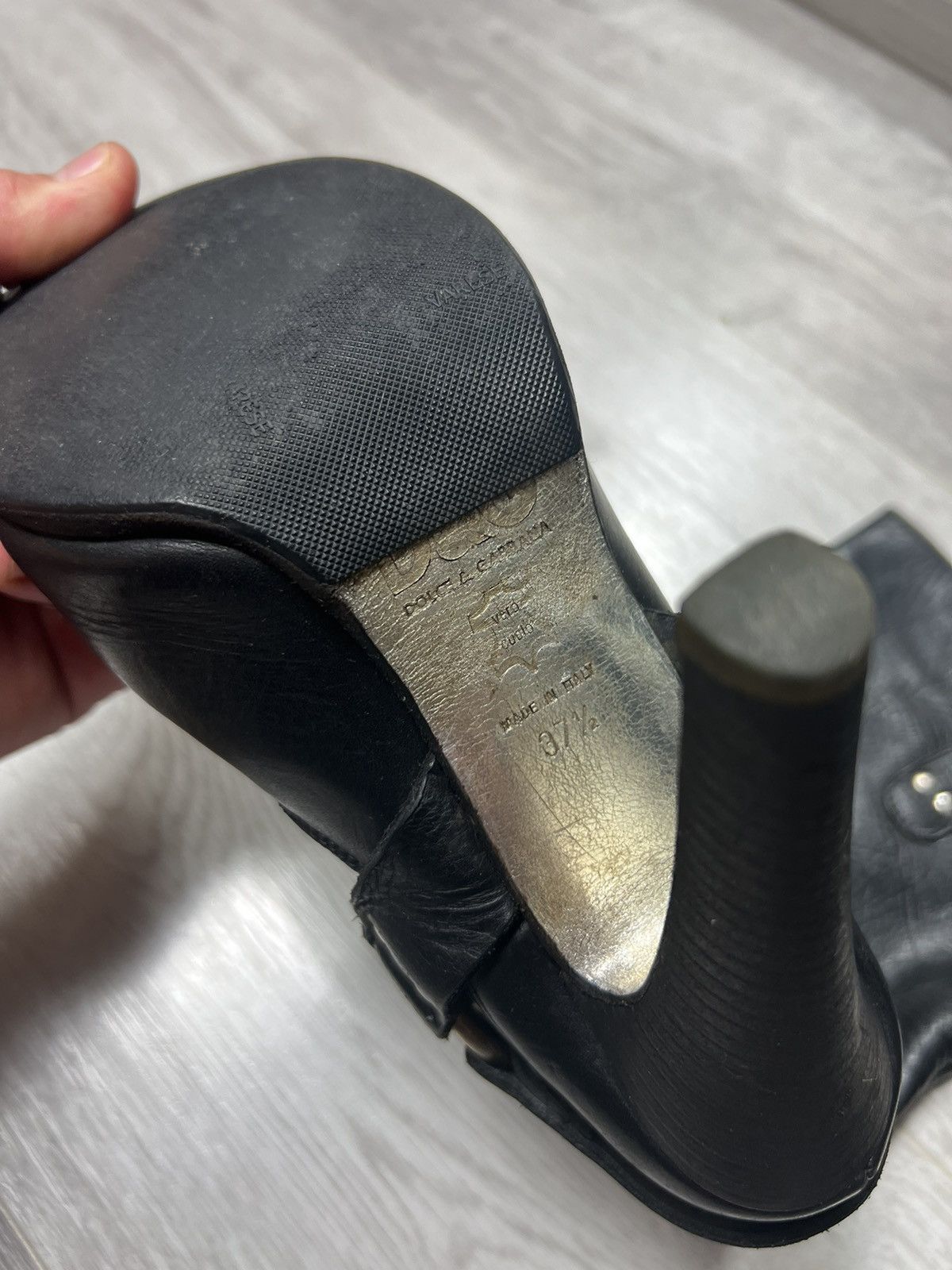 Dolce & Gabbana Dolce Gabbana Black Leather High Heel Boots D&G Y2K Style Size US 7.5 / IT 37.5 - 11 Thumbnail
