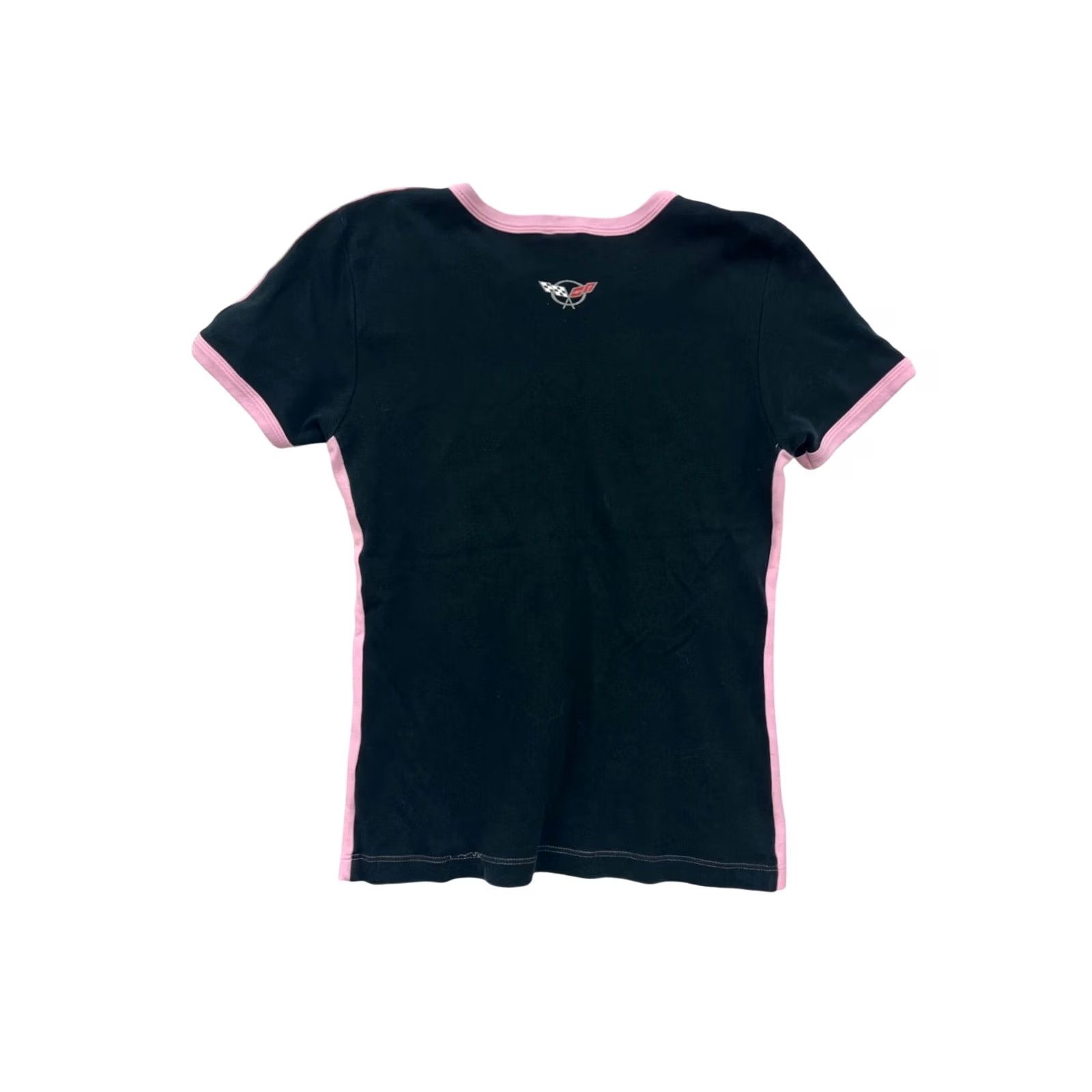 Logo 7 VINTAGE Corvette Logo Black & Pink Ringer T-Shirt Size L / US 10 / IT 46 - 2 Thumbnail