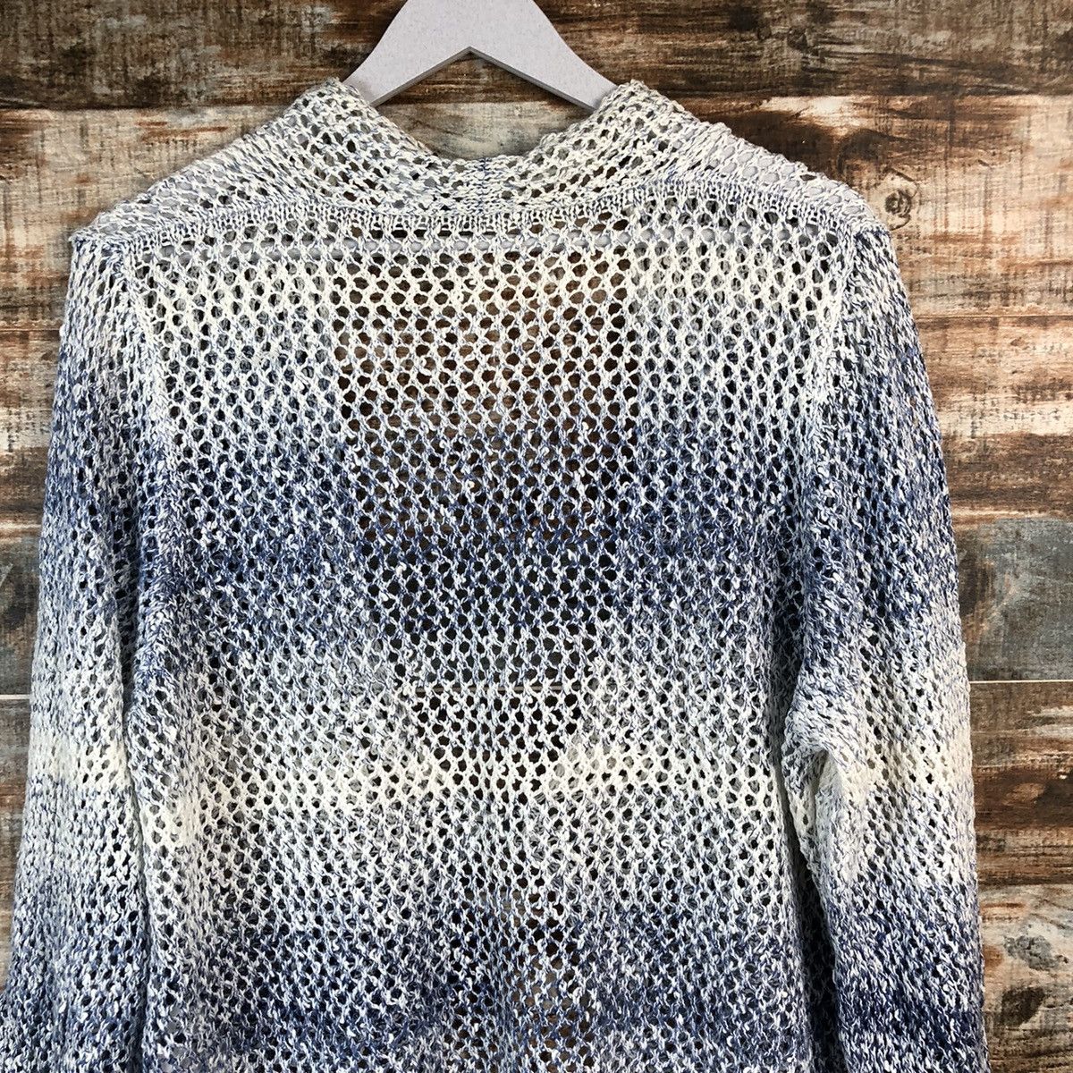 Japanese Brand Cinzia Caldi crochet meshnet Stripe Cardigan Knitwear #A2209 Size US XL / EU 56 / 4 - 17 Thumbnail