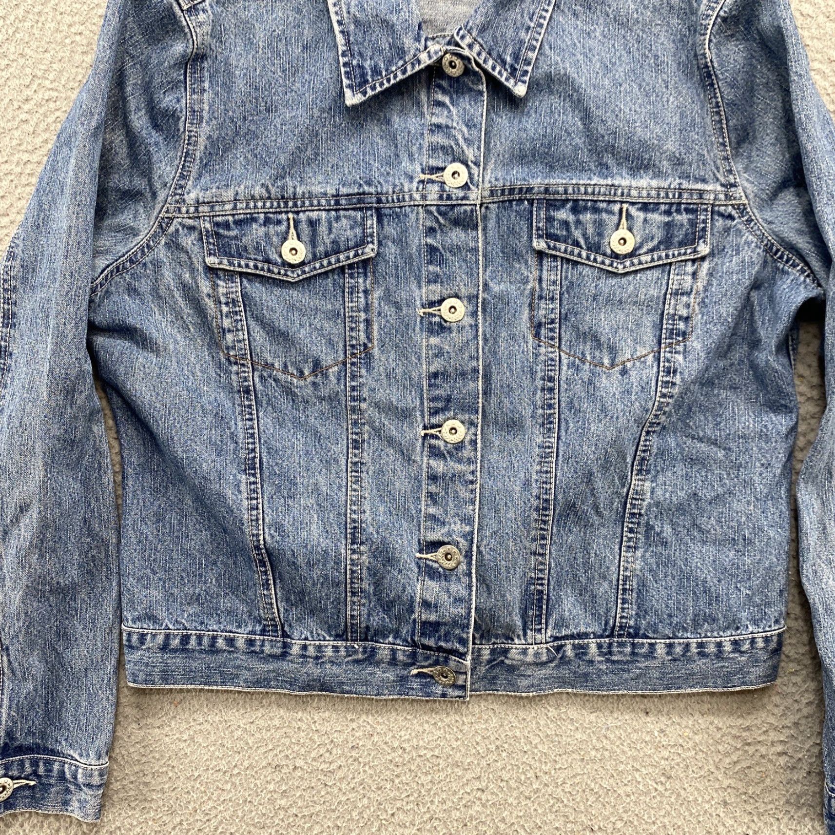 Faded Glory Faded Glory Denim Jacket Women's Button Up Medium Wash Blue L Read Jacket Size 36" / US 14 / IT 50 - 3 Thumbnail
