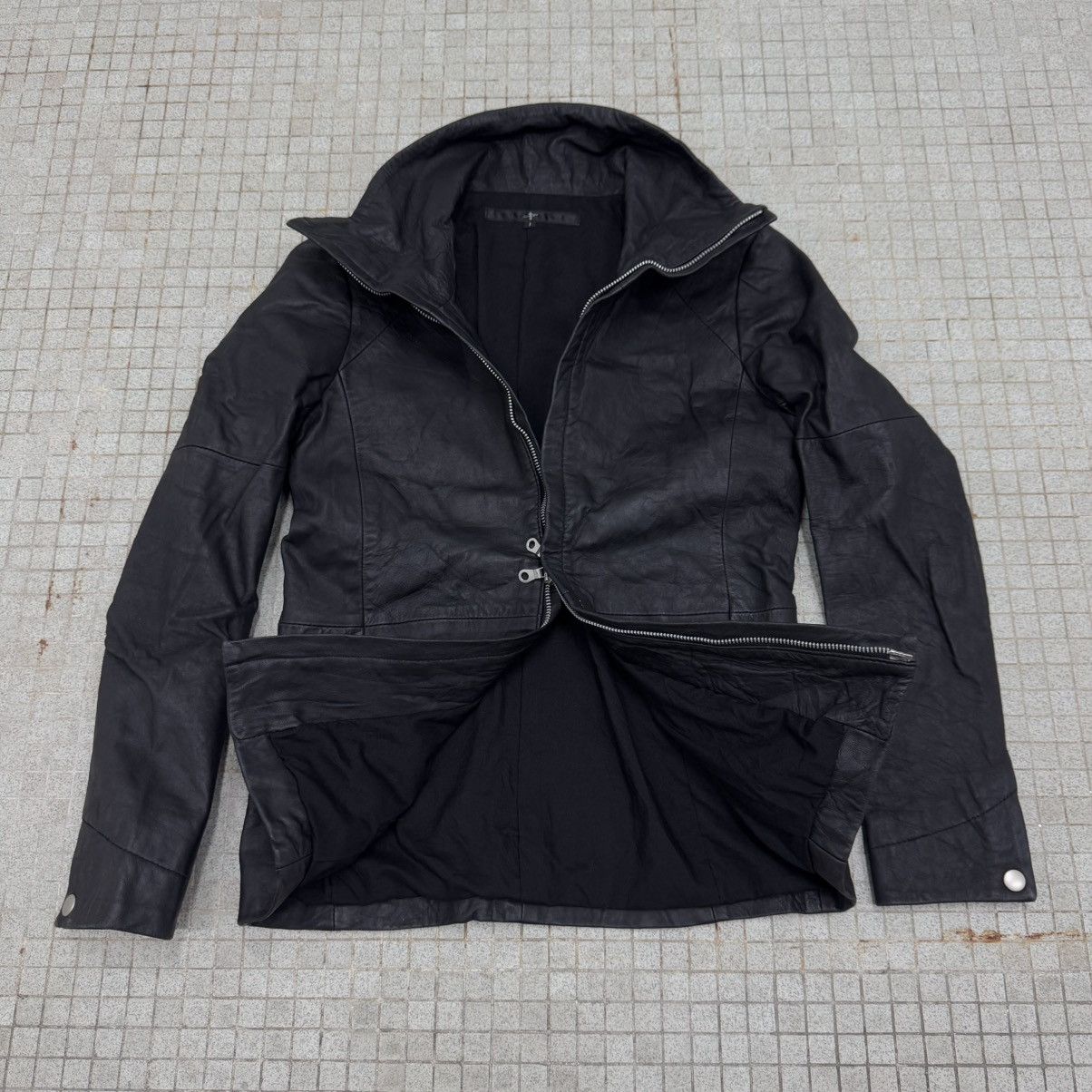 Ekam 2000s No ID High Neck Sheepskin Biker Leather Jacket Size US S / EU 44-46 / 1 - 4 Thumbnail