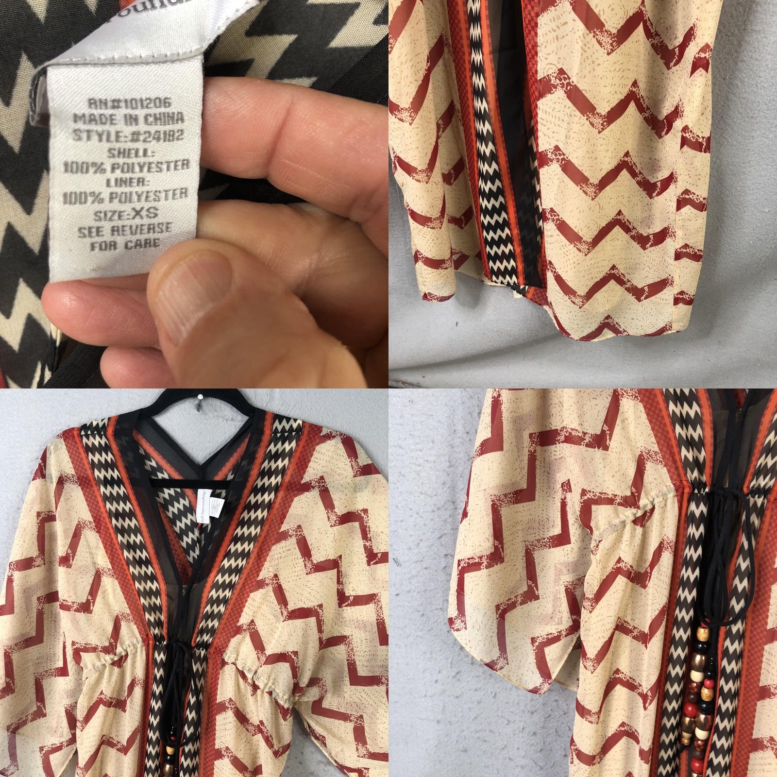 Soft Surroundings Soft Surroundings Dress Womens XS Multicolor Chevron Kaftan Maxi Beaded Size XS / US 0-2 / IT 36-38 - 8 Thumbnail