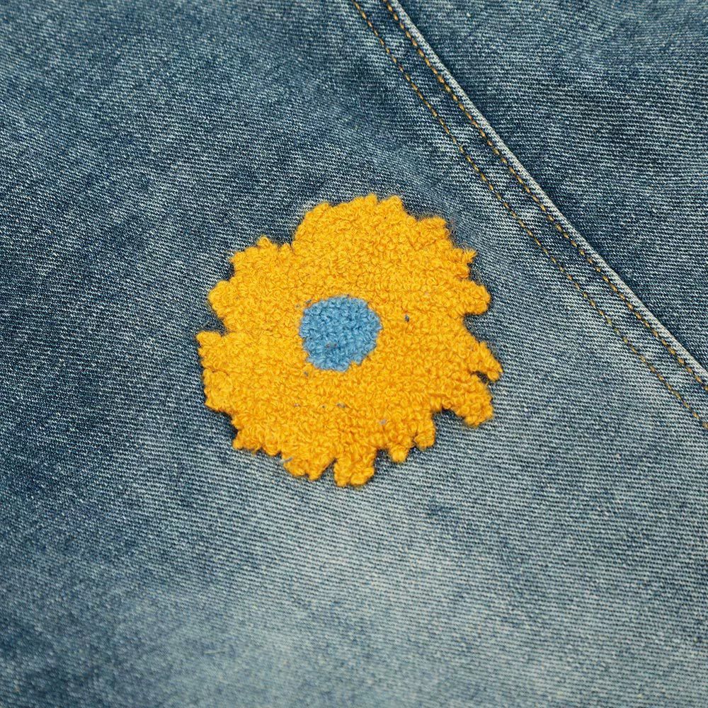 Jean Punk washed distressed floral embroidered scimitar jeans Size US 34 / EU 50 - 4 Thumbnail