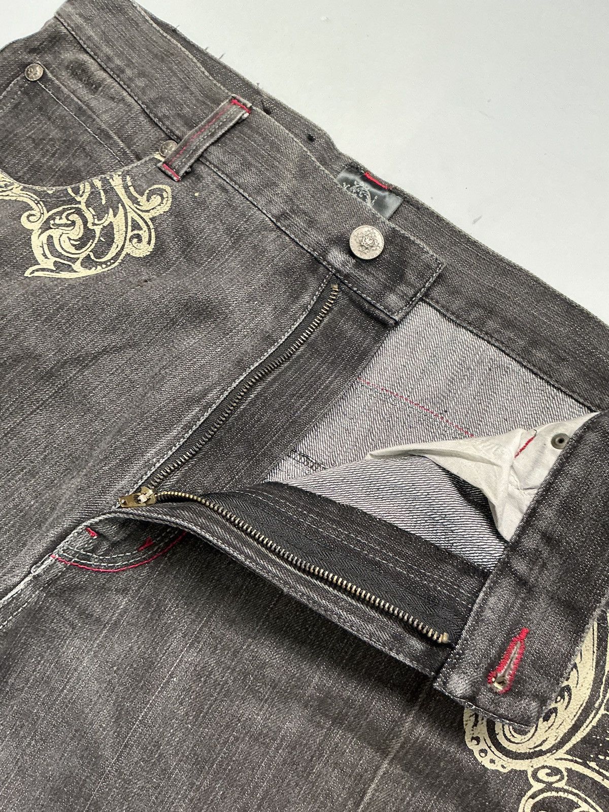 Designer Vintage rawblue patterns embroidered denim pant Size US 38 / EU 54 - 6 Thumbnail