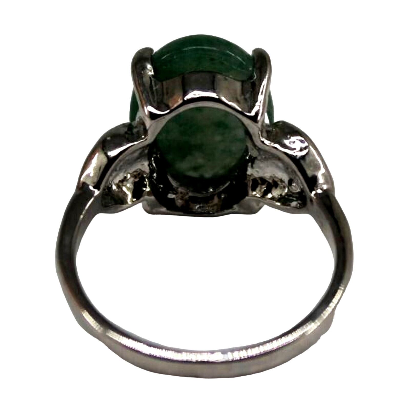Other Natural Moss Green Nephrite Stone Ring • Silvertone • Sz 7.5 Size ONE SIZE - 3 Thumbnail