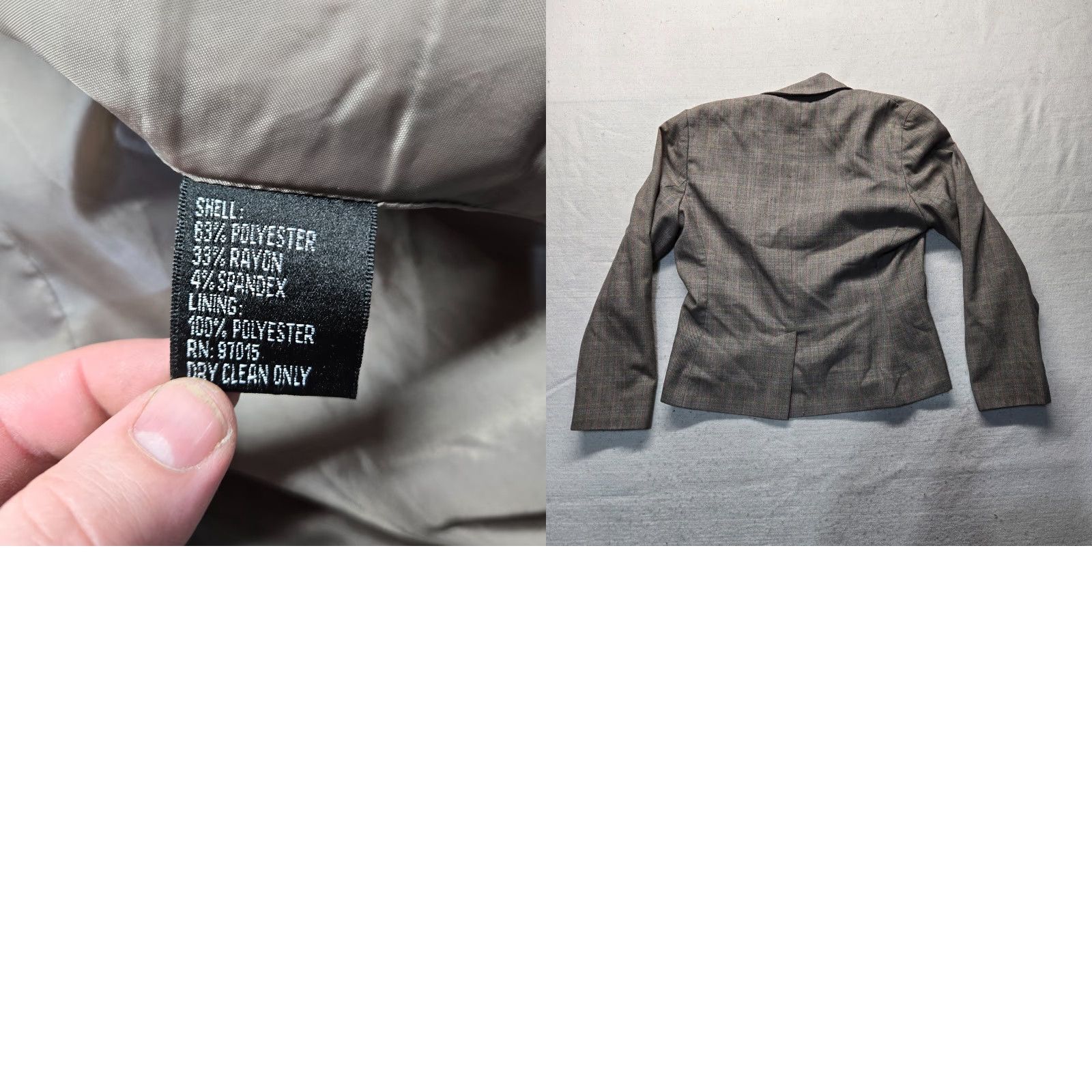 Vintage Larry Levine Blazer Women Size 12 Gray Single-Breasted 1-Button Classic Notch Lapel Lined Formal Workwear Jacket Size XL / US 12-14 / IT 48-50 - 8 Thumbnail
