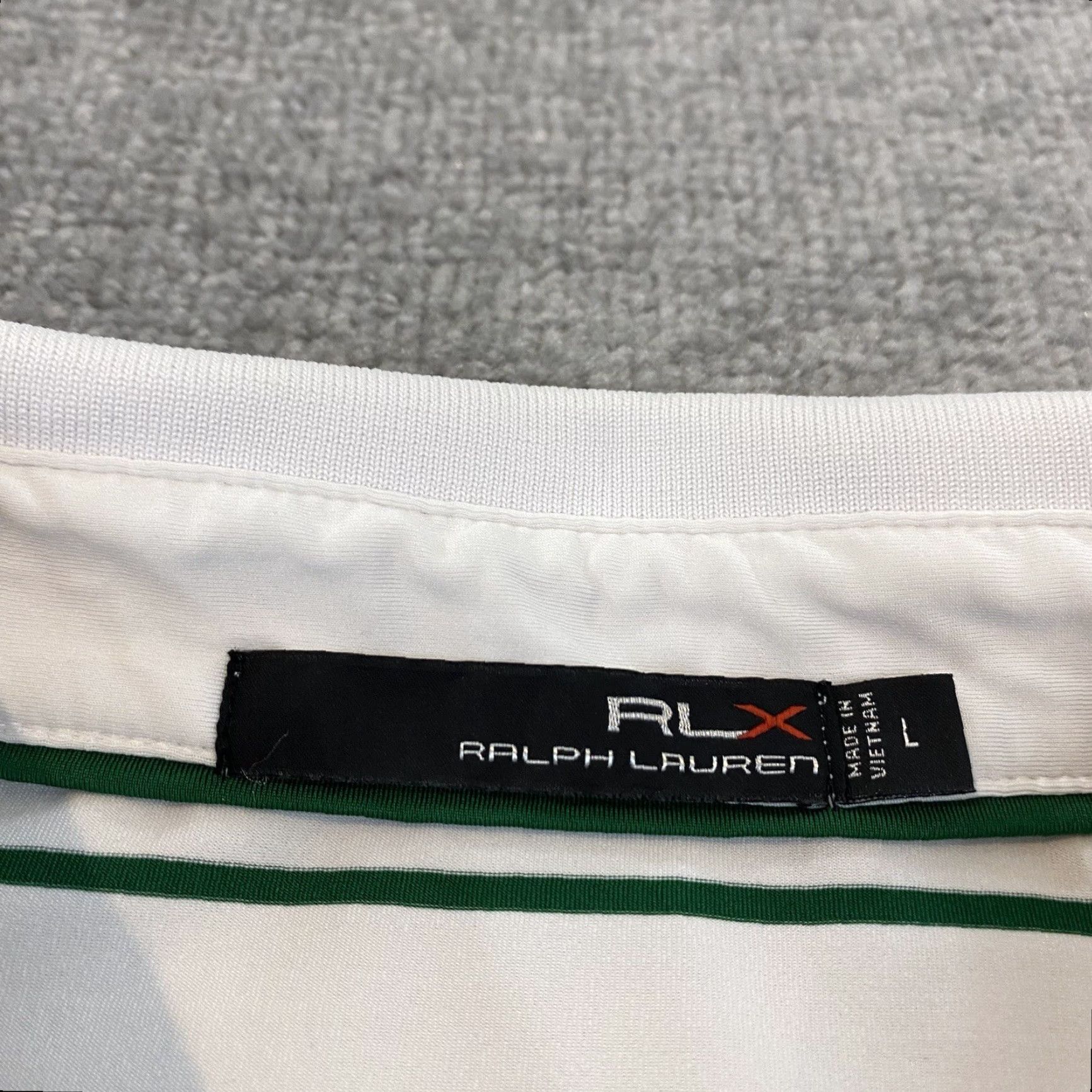 RLX Ralph Lauren RLX Ralph Lauren Performance Polo Shirt Mens Large White Green Golf Striped Size US L / EU 52-54 / 3 - 4 Thumbnail