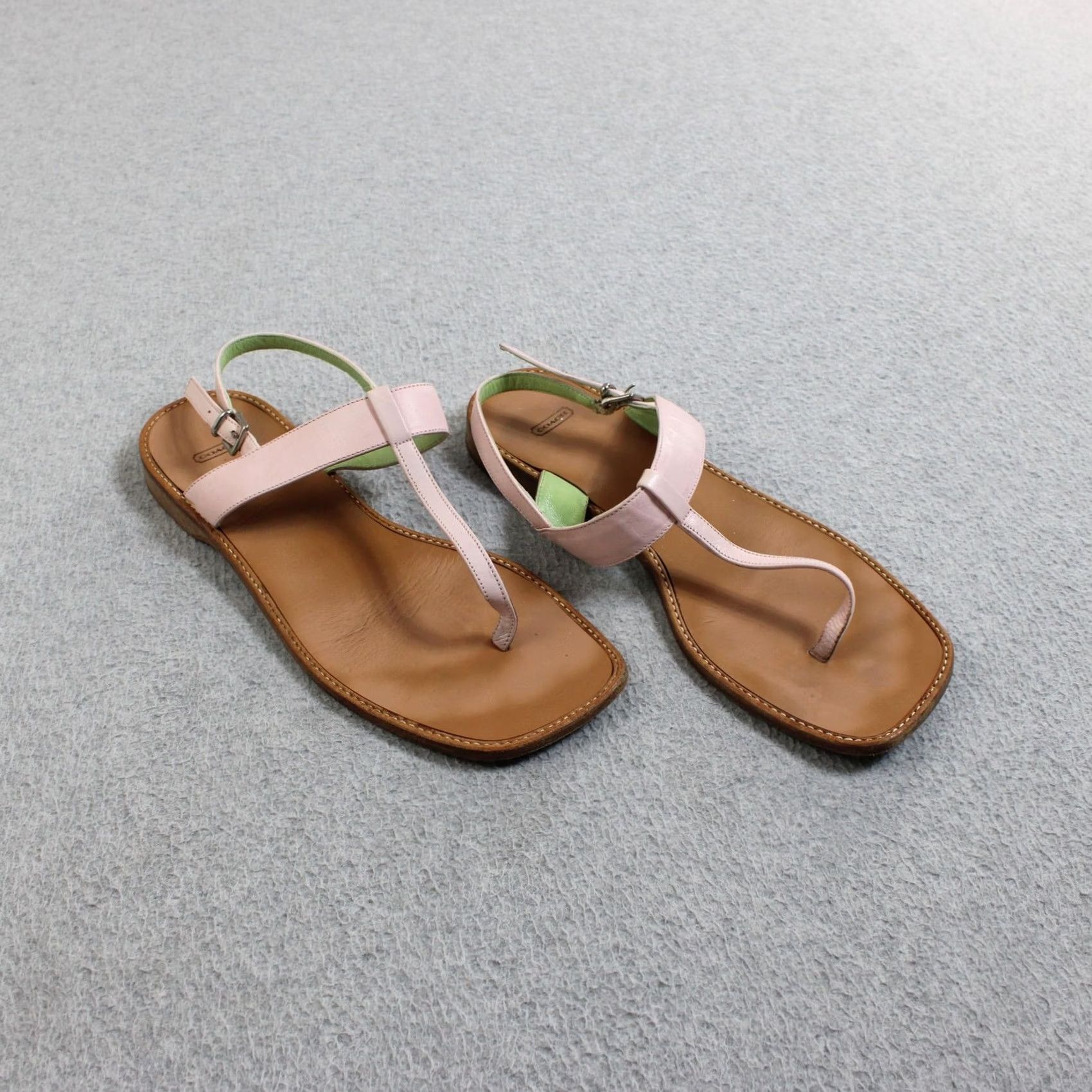 Coach Coach Sandals Women Size 8 Pink Leather Thong Ankle Strap Italy Quiet Luxury Y2K Size US 8 / IT 38 - 5 Thumbnail