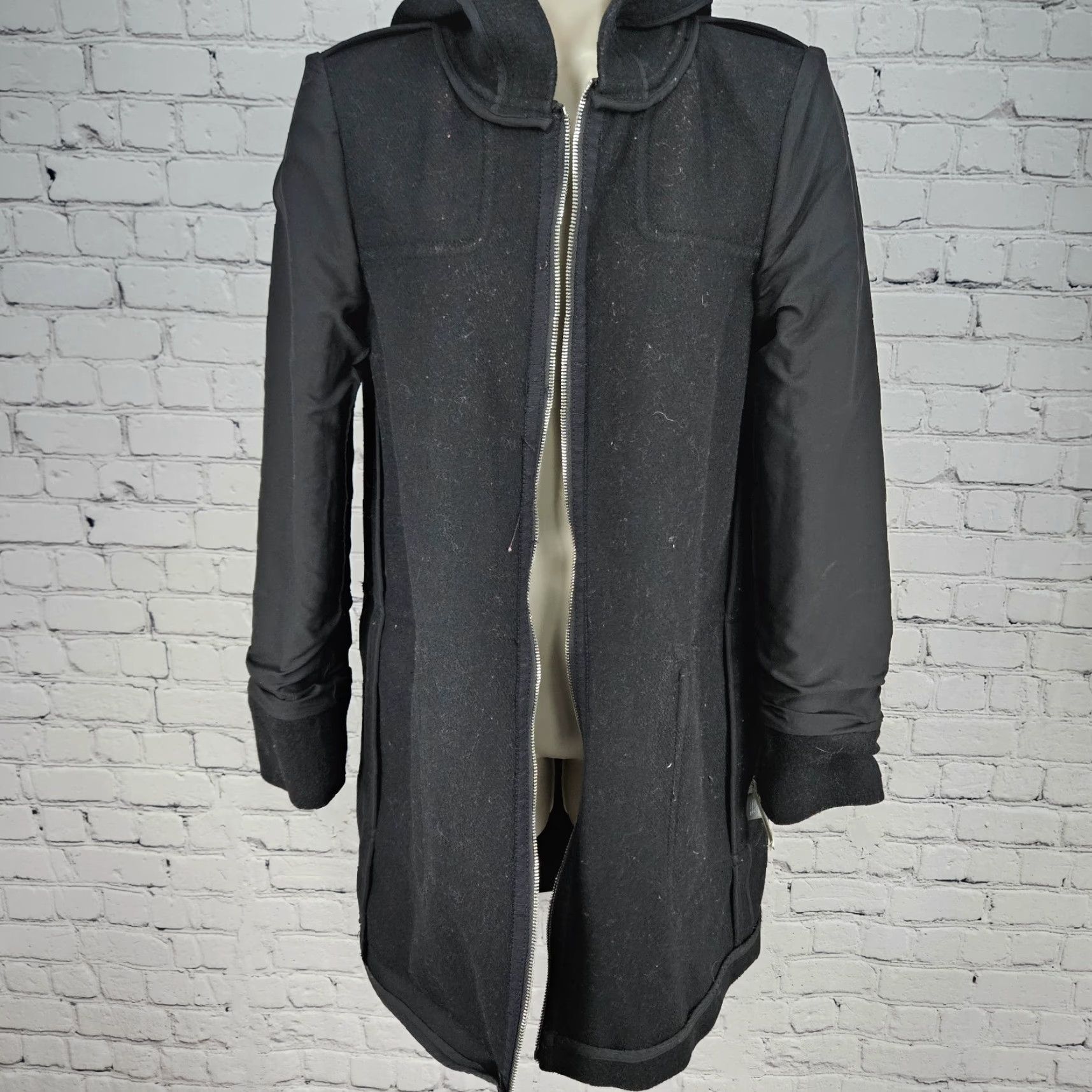 Ann Taylor Ann Taylor Black Wool Blend Hooded Full Zip Cargo Pockets Utility Coat 4 Size S / US 4 / IT 40 - 7 Thumbnail