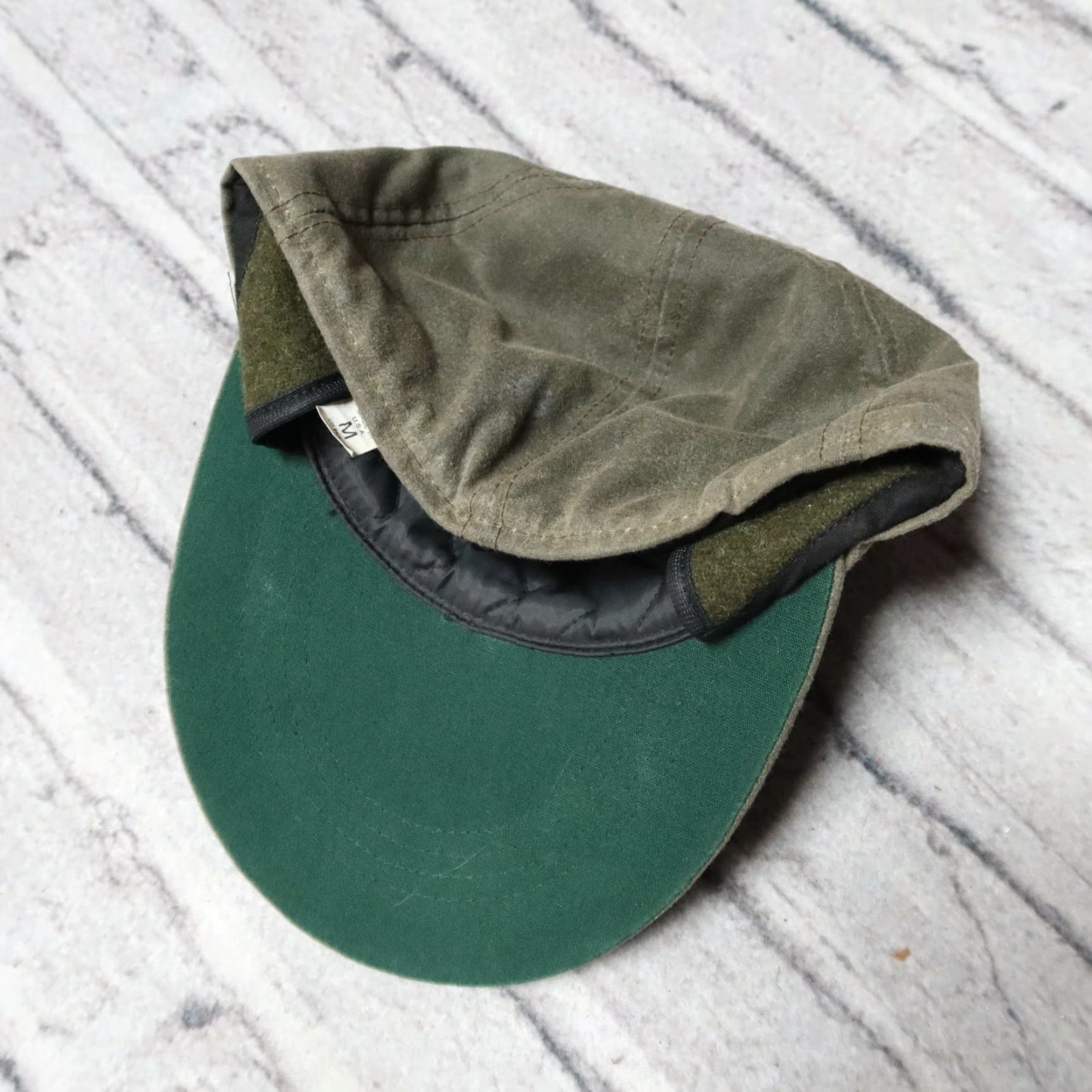 Filson VINTAGE Filson Tin Cloth Long Bill Hat Mens Cap Green M Hat 90s Size ONE SIZE - 3 Thumbnail
