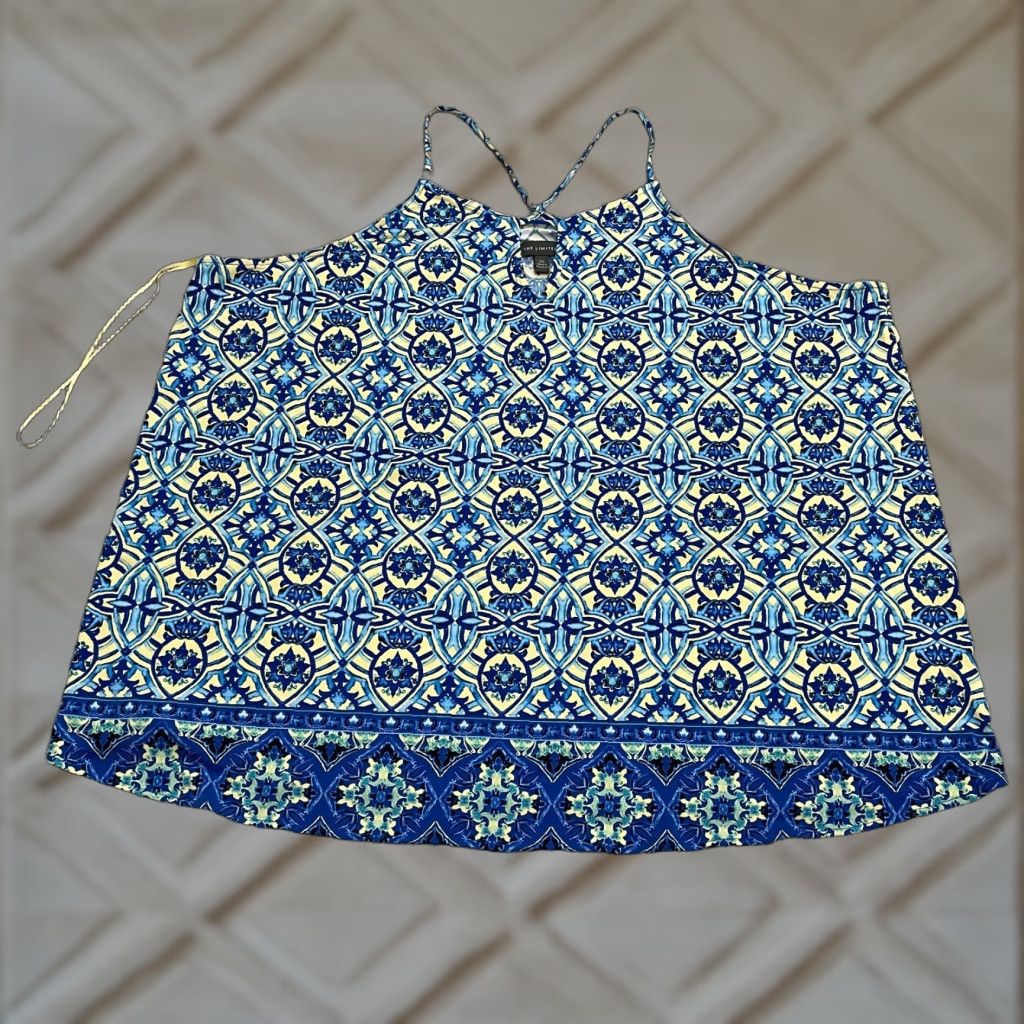 Vintage The Limited Halter Camisole Tank Top Womens 2X Blue Geometric Stretch Casual Tank Size XXL / US 16-18 / IT 52-54 - 1 Thumbnail