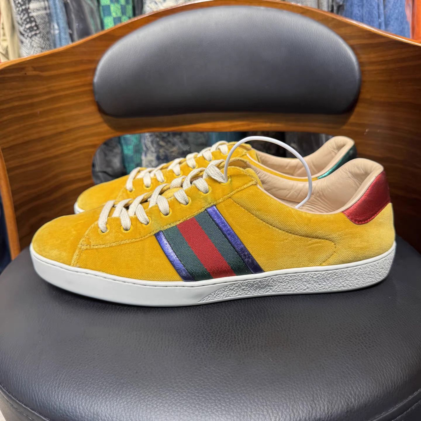 Gucci Gucci Yellow Web Stripe Sneakers K15 Size US 9 / EU 42 - 6 Thumbnail