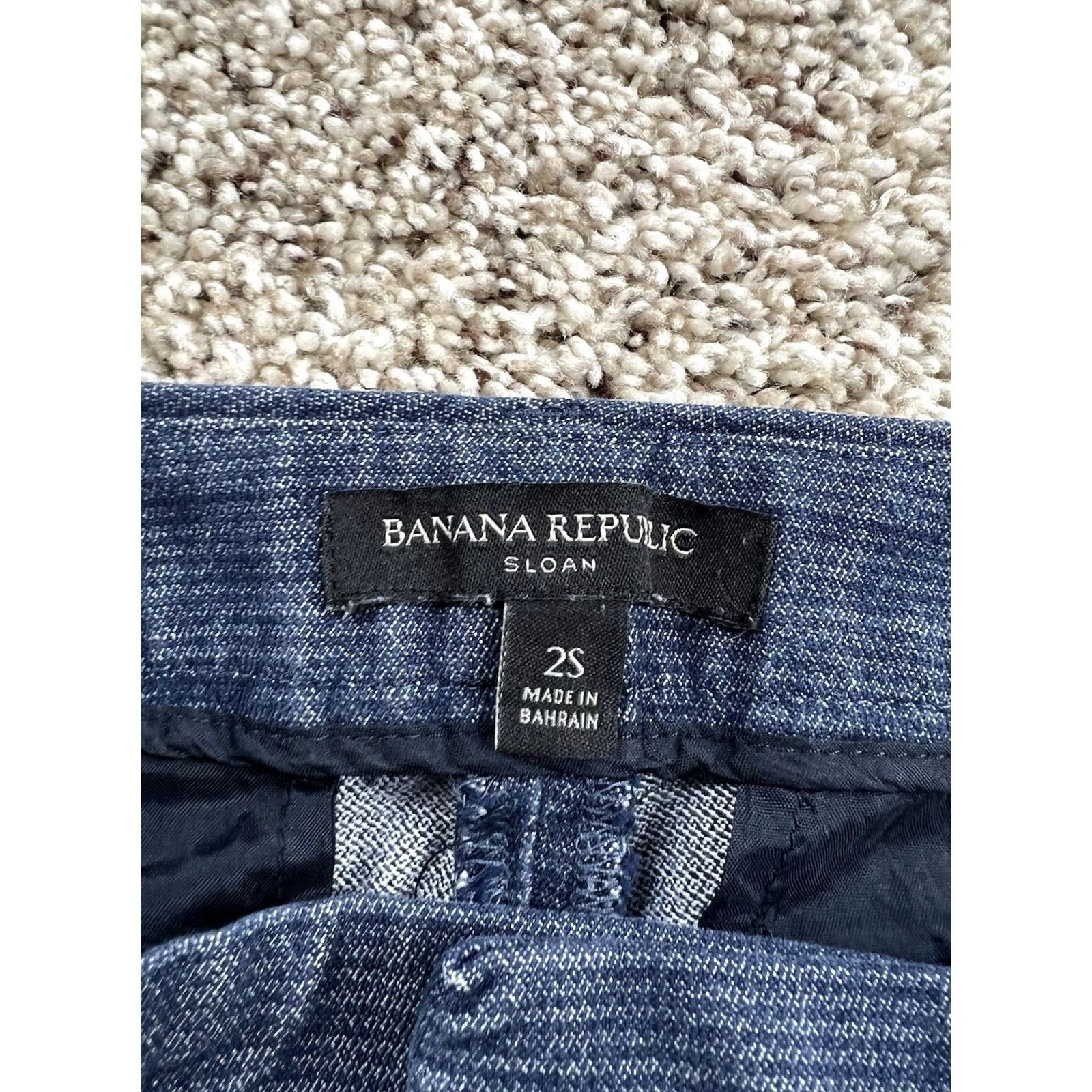 Vintage Banana Republic Sloan Chino Pants 2 Short Women Blue Flare Crop Stretch Low Rise Size 26" / US 2 / IT 38 - 3 Thumbnail