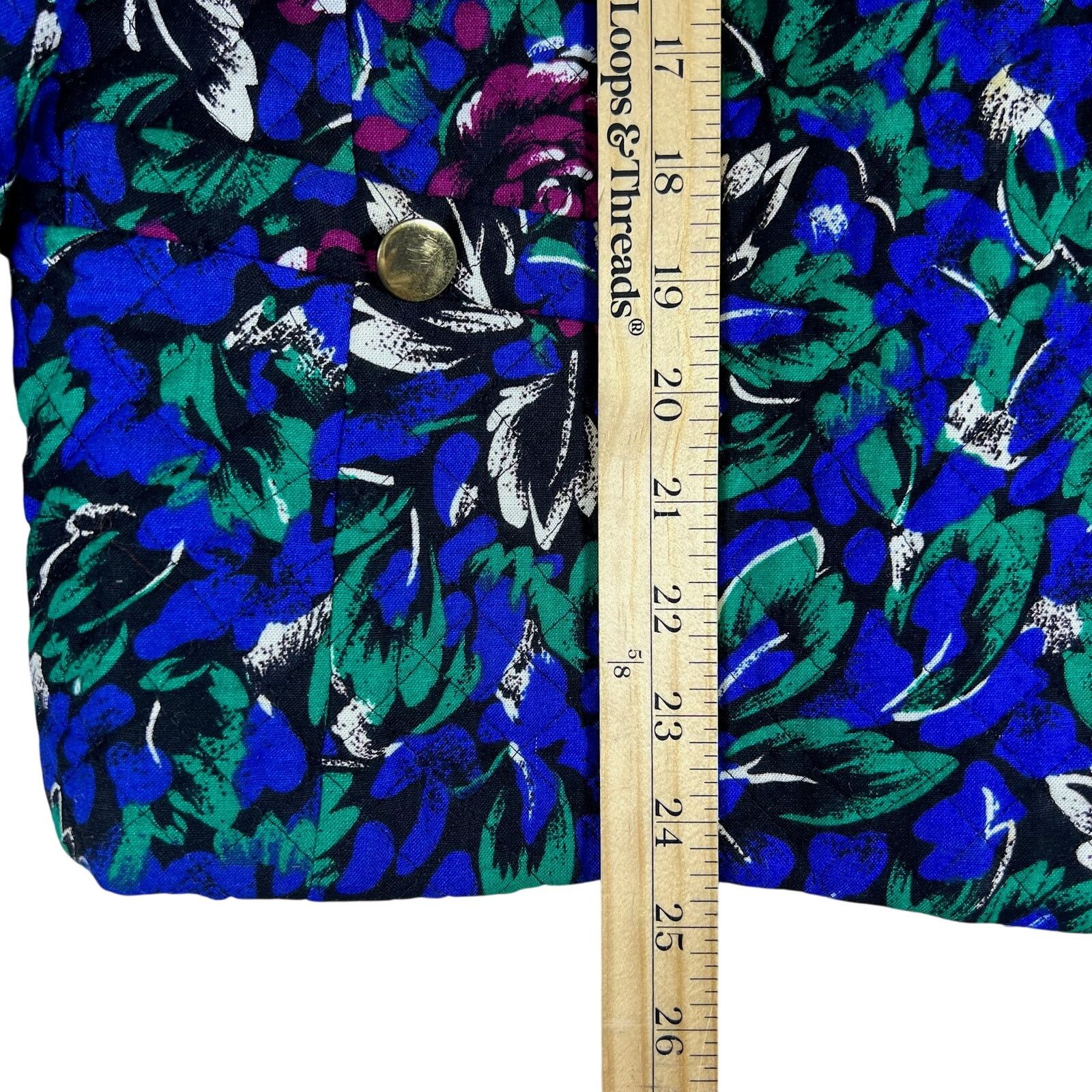 Vintage Vintage 80s Floral Quilted Jacket 16 | Blue Gold Glam Luxe Size XXL / US 16-18 / IT 52-54 - 14 Thumbnail