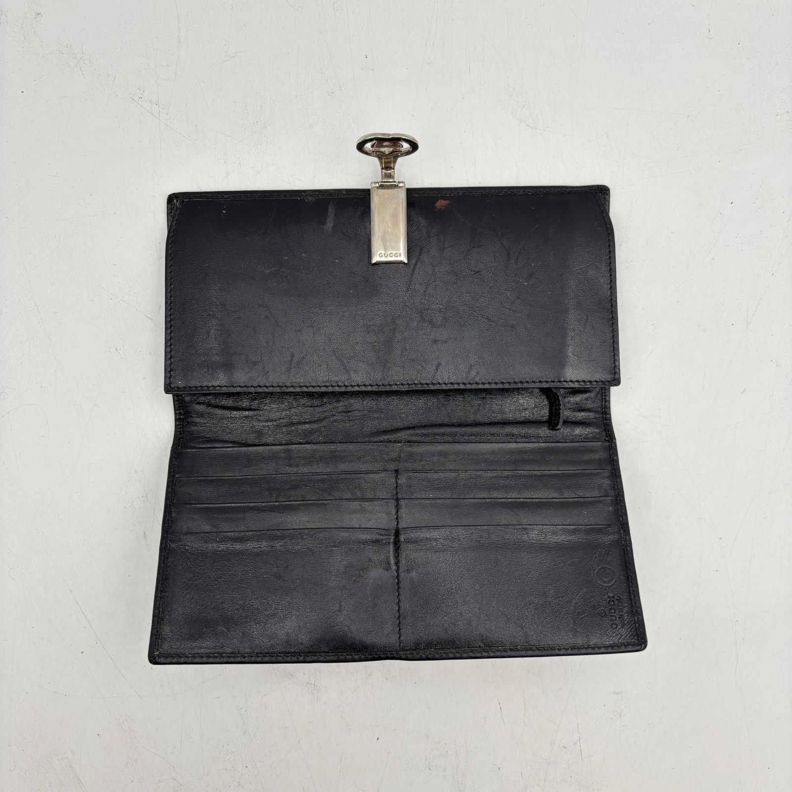 Gucci Vintage Gucci GG Clasp Long Wallet Black Archive Luxury Size ONE SIZE - 4 Thumbnail