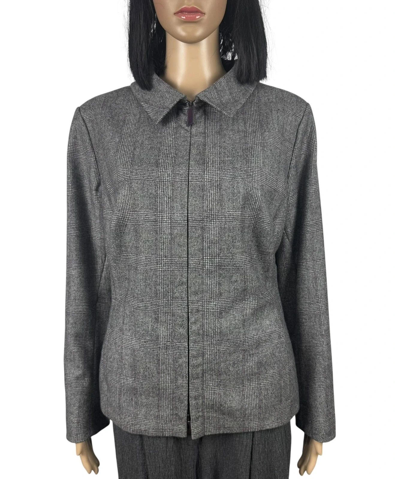 Akris Akris Wool Plaid Jacket Collared size US14 D44 Size XL / US 12-14 / IT 48-50 - 3 Thumbnail