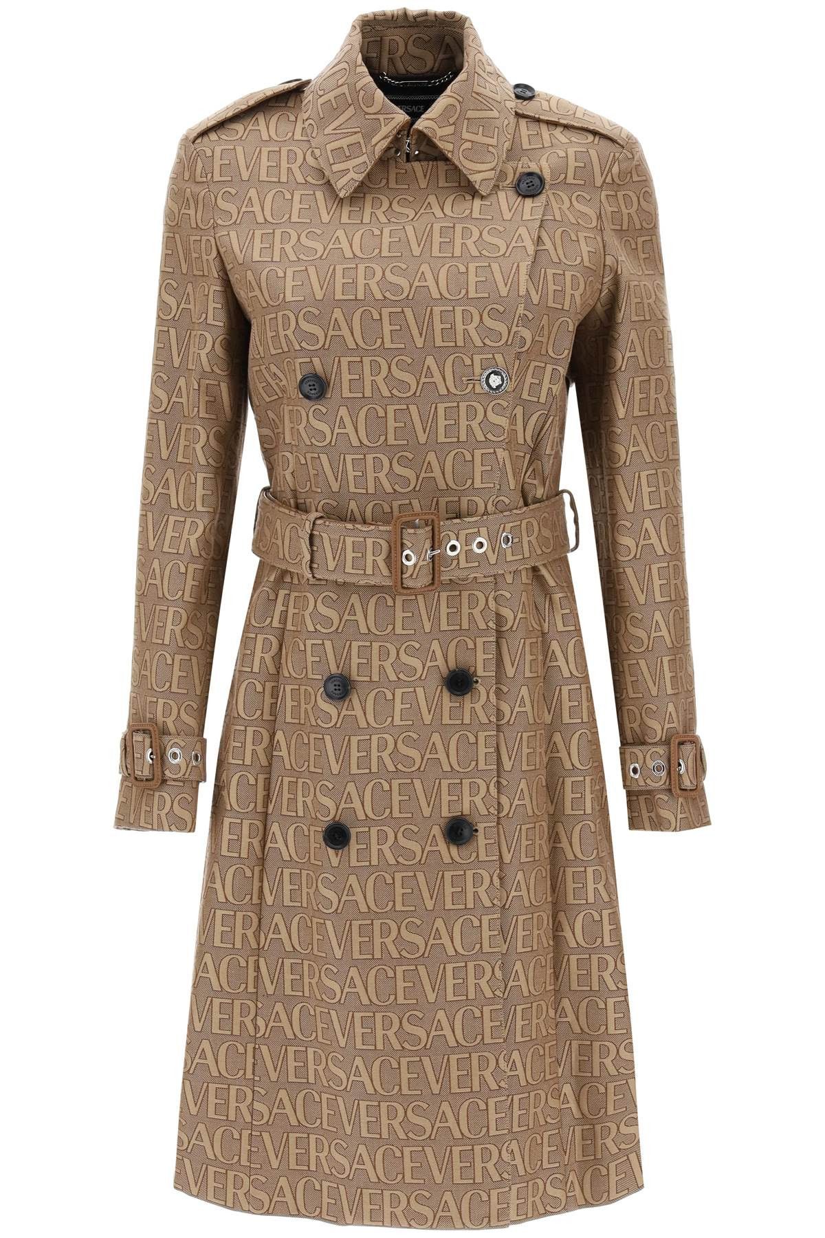 Versace VERSACE 'Versace Allover' Double-Breasted Trench Coat Size S / US 4 / IT 40 - 1 Thumbnail