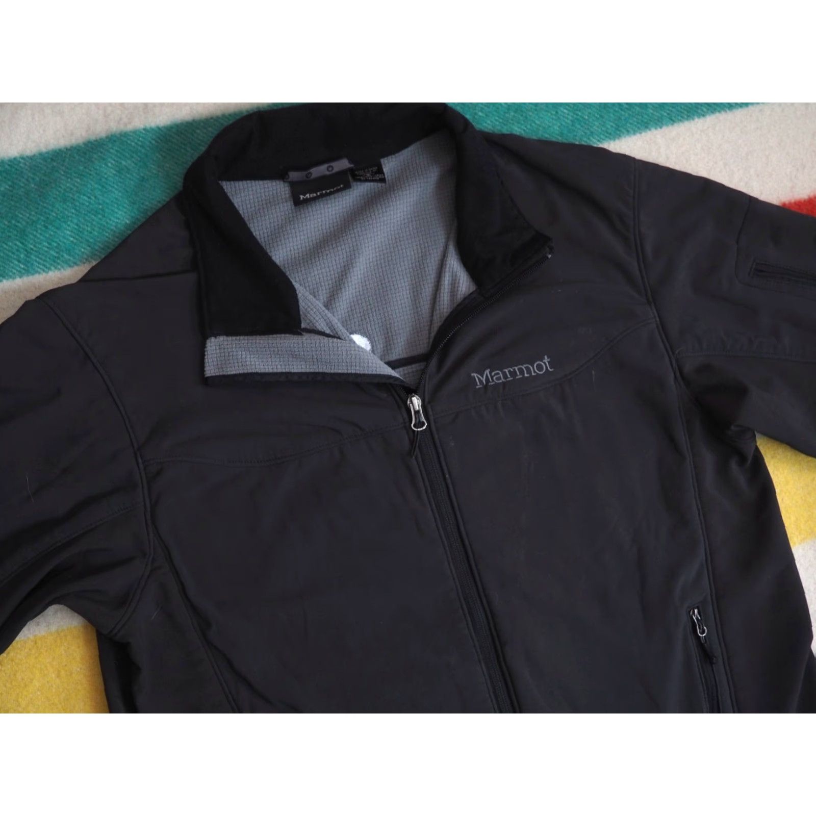 Marmot VTG Marmot Jacket Outdoor Windbreaker Mens L Black Charcoal Gray Softshell Zip Full Zip Hiking Size US L / EU 52-54 / 3 - 5 Thumbnail