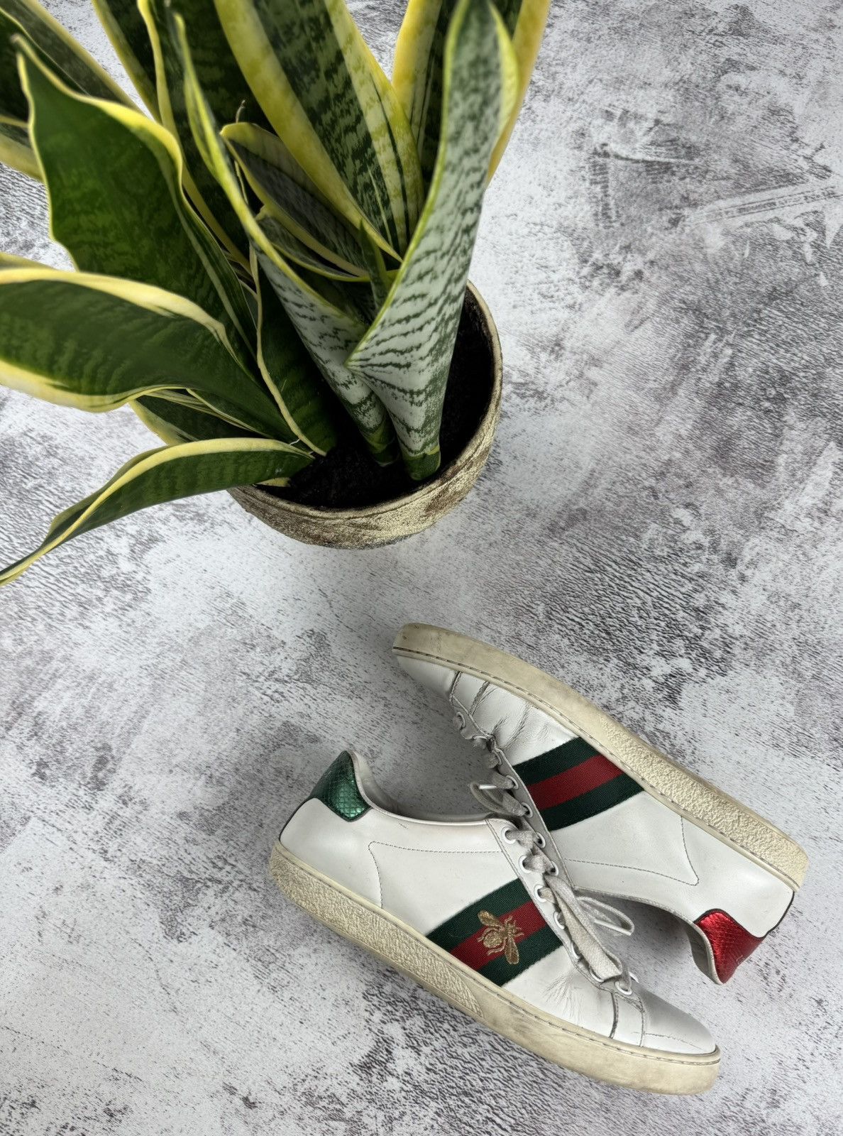 Gucci Gucci Ace Women’s US 7,5 EU 38 White Bee Casual Red Leather Low Shoes Sneakers Size US 7.5 / IT 37.5 - 1 Thumbnail