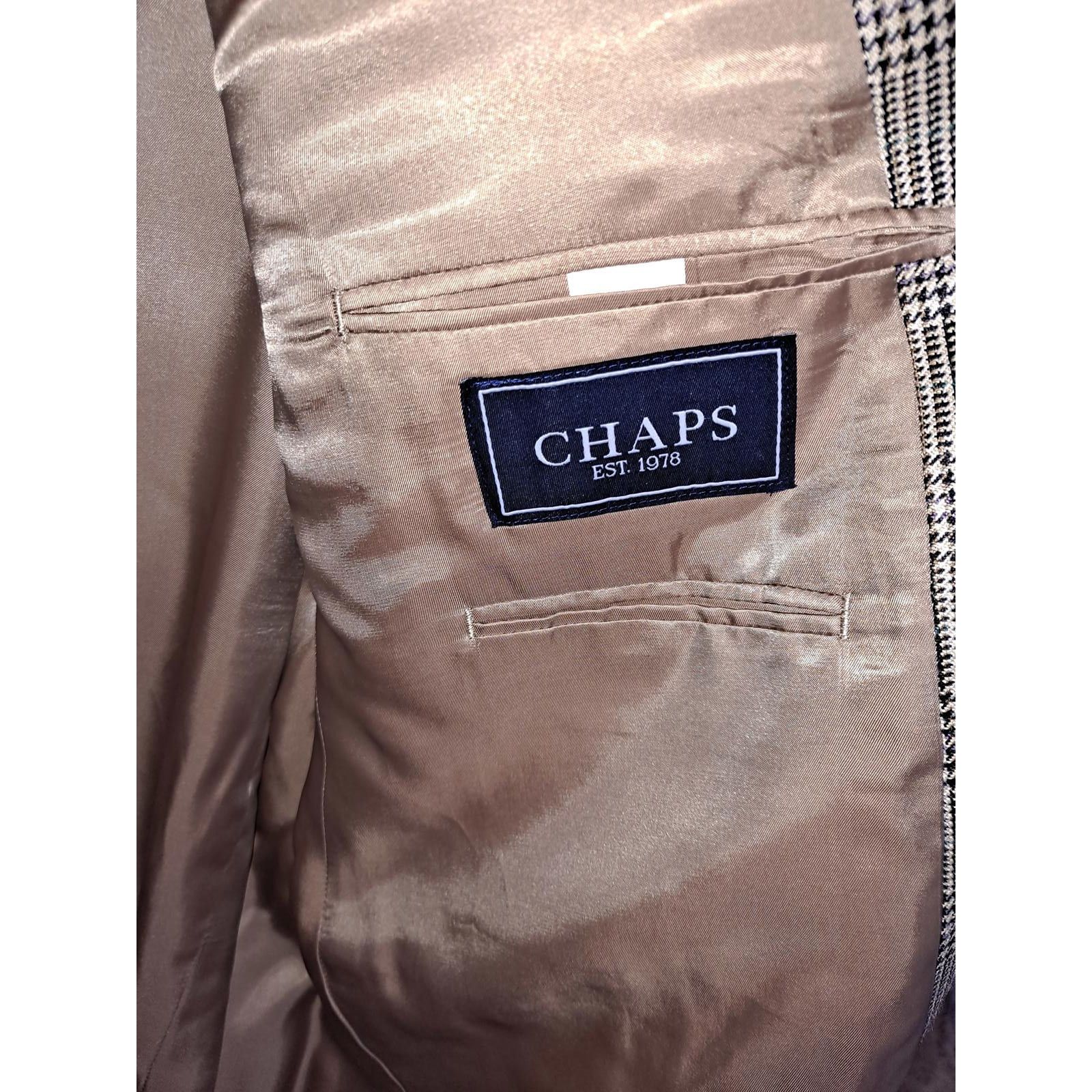 Chaps Chaps 100% Silk Tan and Black Plaid Blazer Size 46R Size 46R - 5 Thumbnail