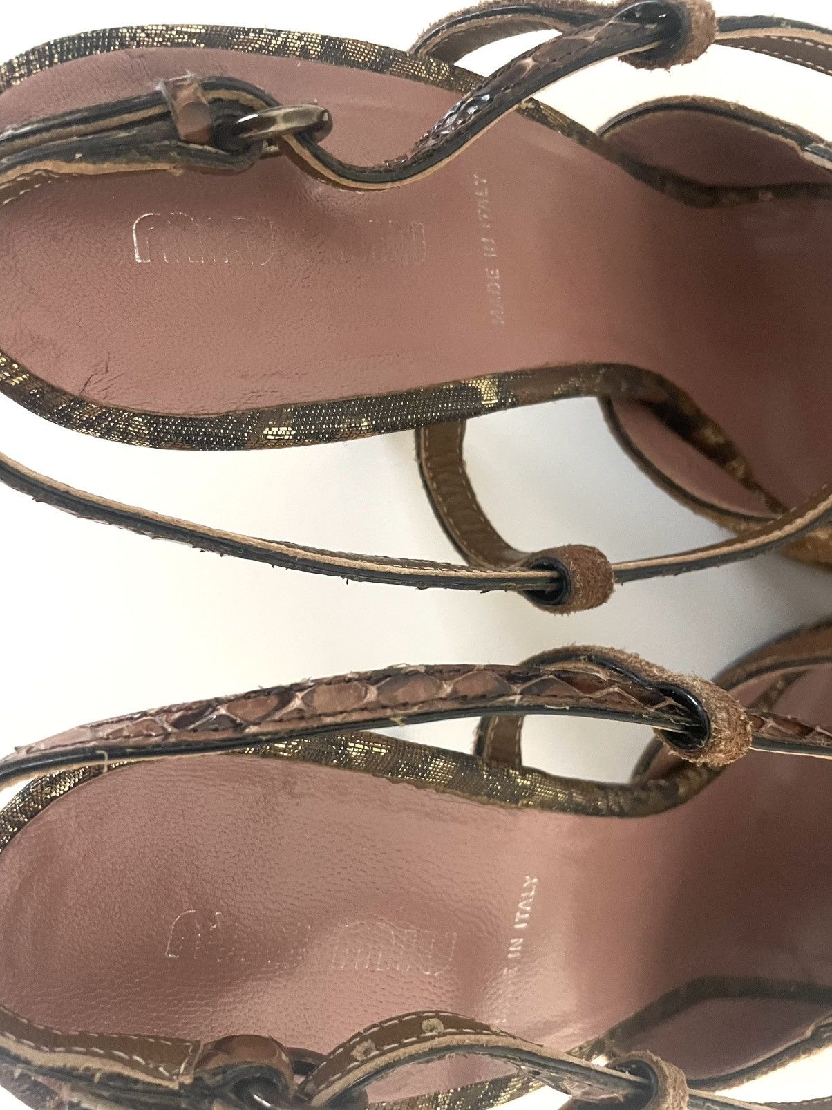 Miu Miu Authentic Miu Miu high heel sandals in gold Size US 9.5 / IT 39.5 - 5 Thumbnail
