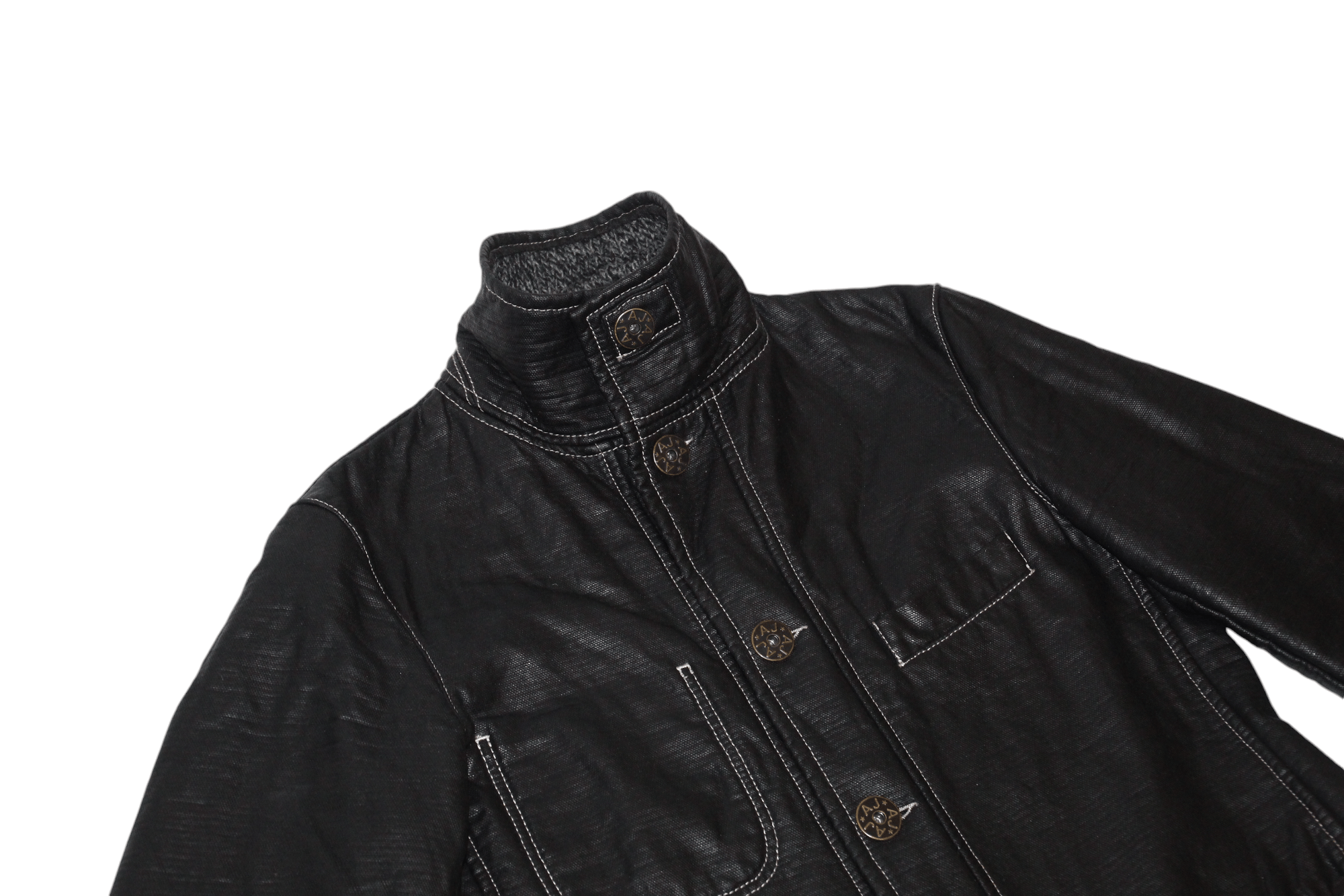 Armani VTG Armani Jeans Boiled Wool Lined Faux Leather Field Jacket Size US M / EU 48-50 / 2 - 11 Thumbnail
