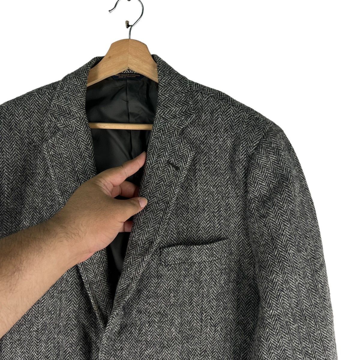 Harris Tweed 🔥VINTAGE WOOL JACKET HARRIS TWEED HERRINGBONE DOUBLE BREAST Size US M / EU 48-50 / 2 - 4 Thumbnail