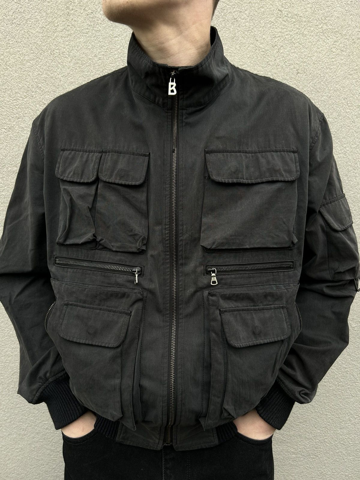 image of Vintage Bogner Multi Pocket Faded Jacket 90's Y2K in Black, Men's (Size Medium)