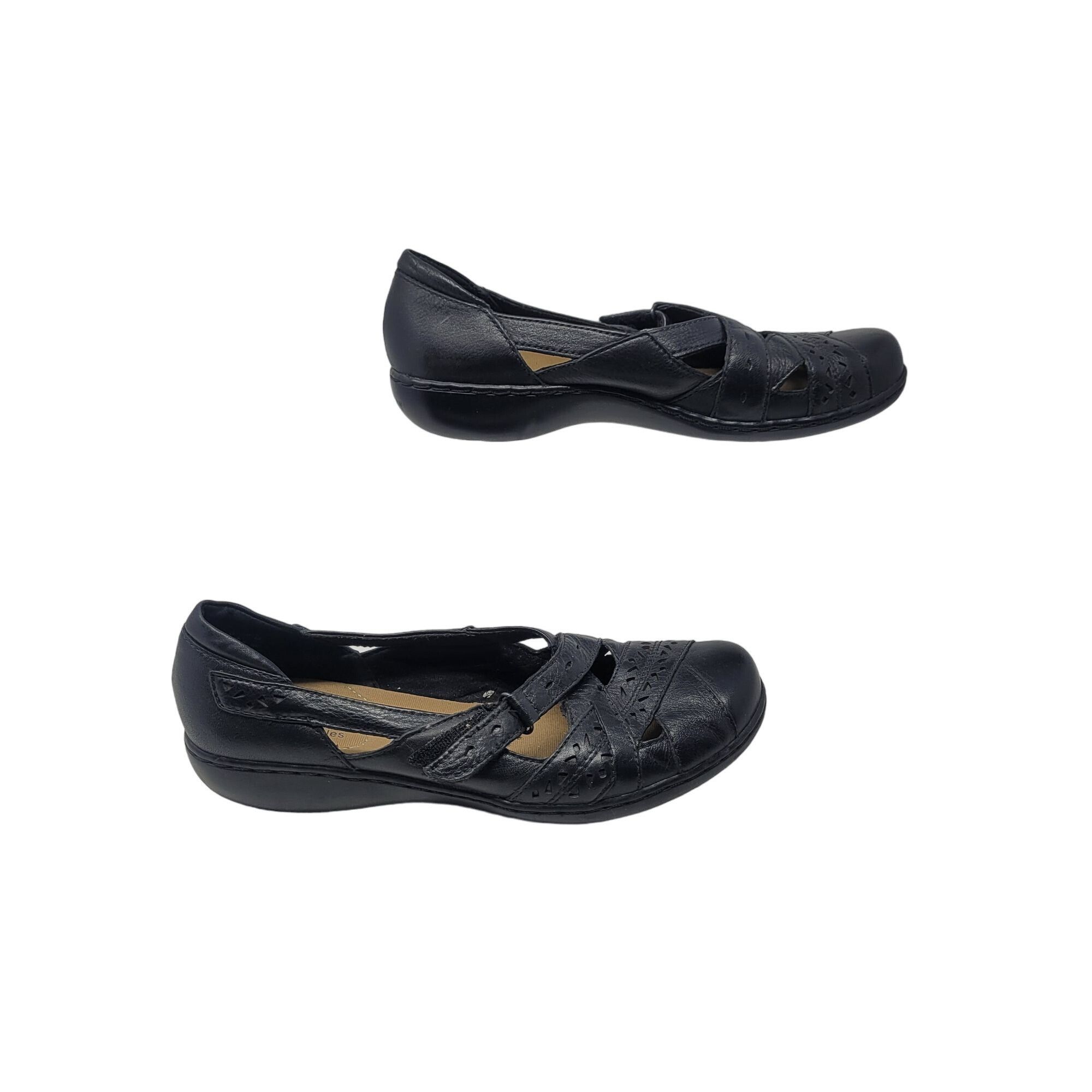 Clarks Y2K Clarks Bendables Leather Mary Janes 9.5 Black Flats Twee Size US 9.5 / IT 39.5 - 6 Thumbnail
