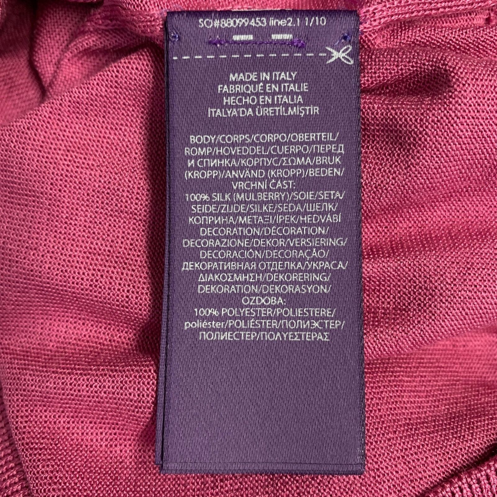 Ralph Lauren L Pink Raspberry Mulberry Silk Embroidered Polo Casual Top Size L / US 10 / IT 46 - 6 Thumbnail