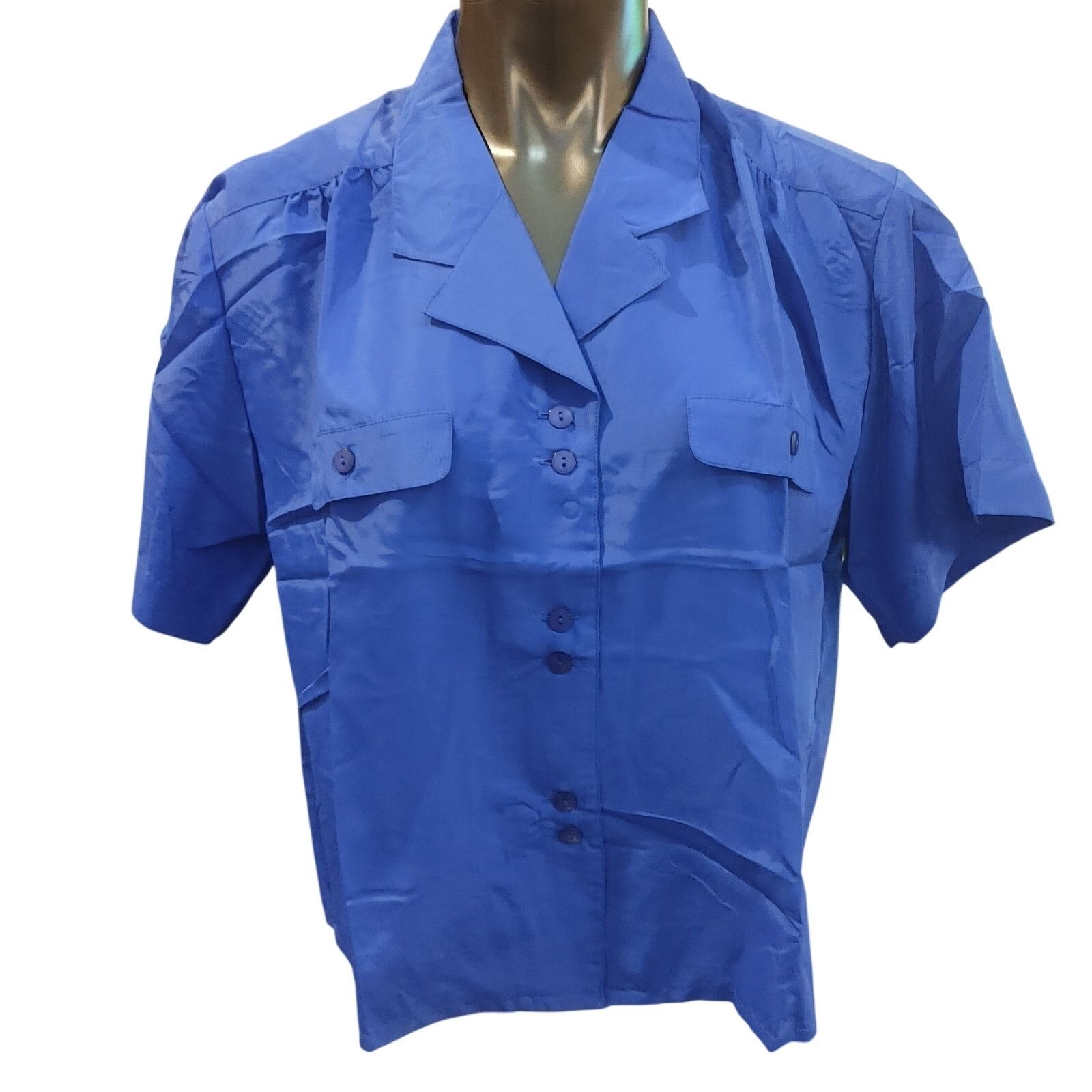 Other Josephine Women's 10 Blue Short Sleeve Bttn Down Top Size L / US 10 / IT 46 - 1 Thumbnail