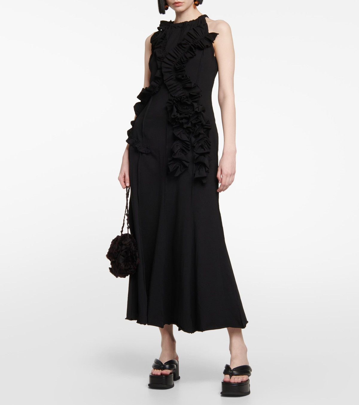 DRIES VAN NOTEN Ruffle-trimmed cotton jersey maxi dress