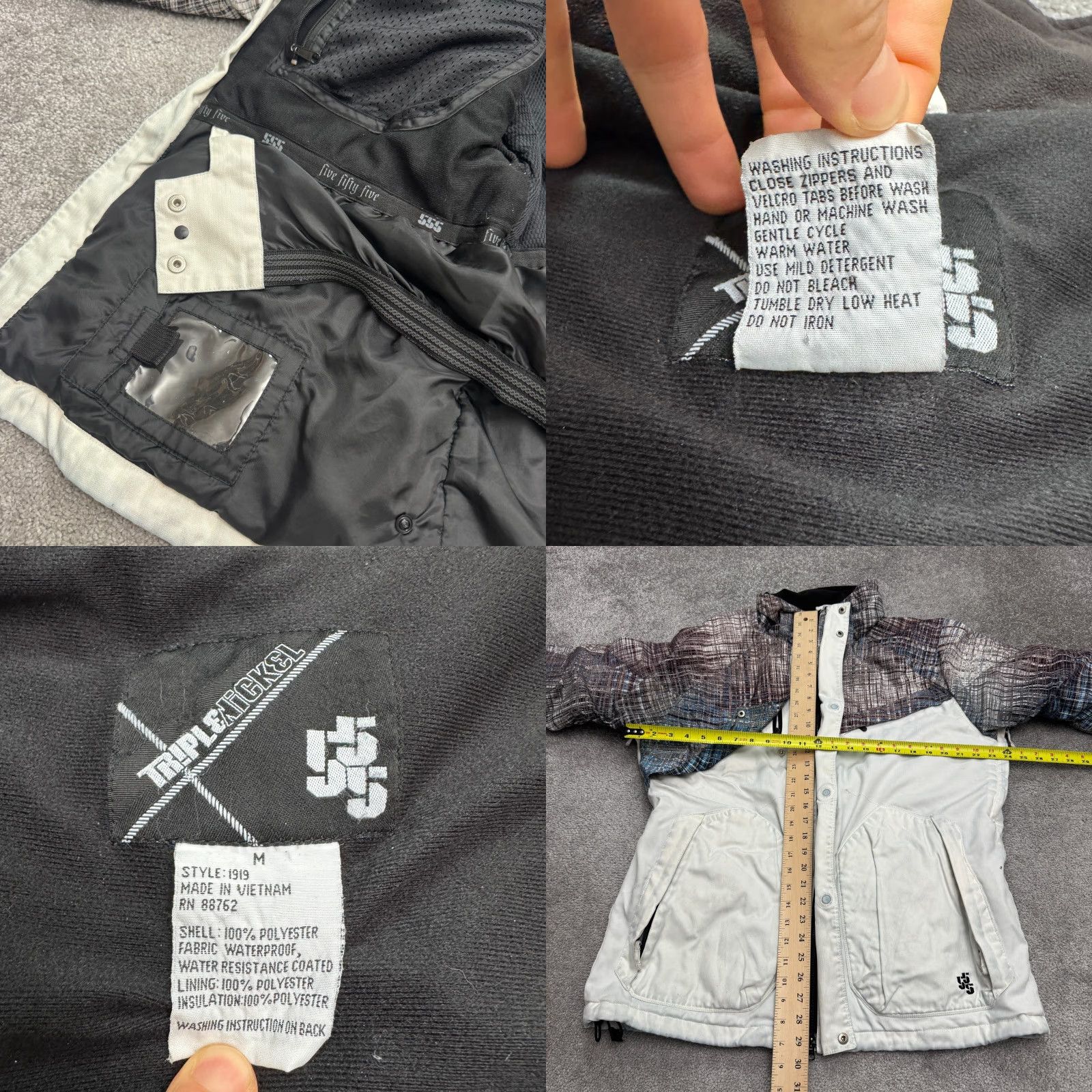 Vintage Triple Nickel 555 Insulated Waterproof Snow Jacket Mens Medium White Plaid Ski Jacket Size US M / EU 48-50 / 2 - 9 Thumbnail