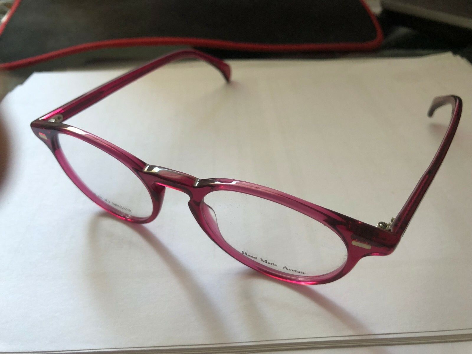 Giorgio Armani Giorgio Armani raspberry pink round demo eyeglass frame Size ONE SIZE - 5 Thumbnail