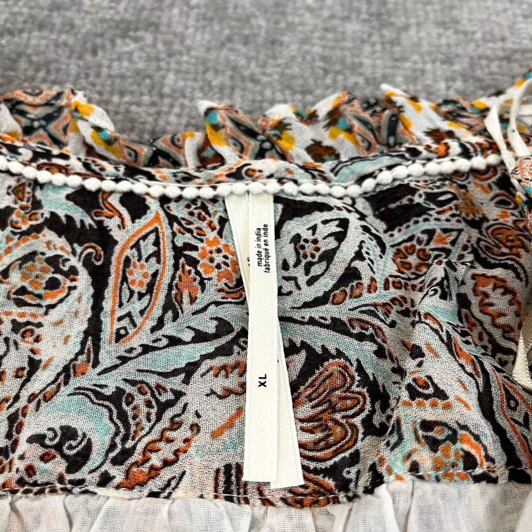 Anthropologie Anthropologie Top Women XL Crop Top Blouse Peasant Boho Surplice V-Neck Ruffled Multicolor Womens Size XL / US 12-14 / IT 48-50 - 2 Thumbnail
