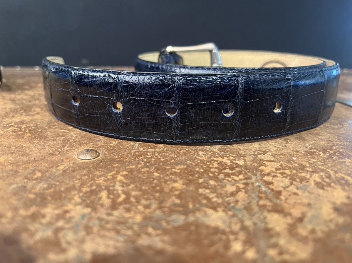 Vintage erreghé genuine crocodile leather navy belt Italian DS 70’s Size 30 - 5 Thumbnail