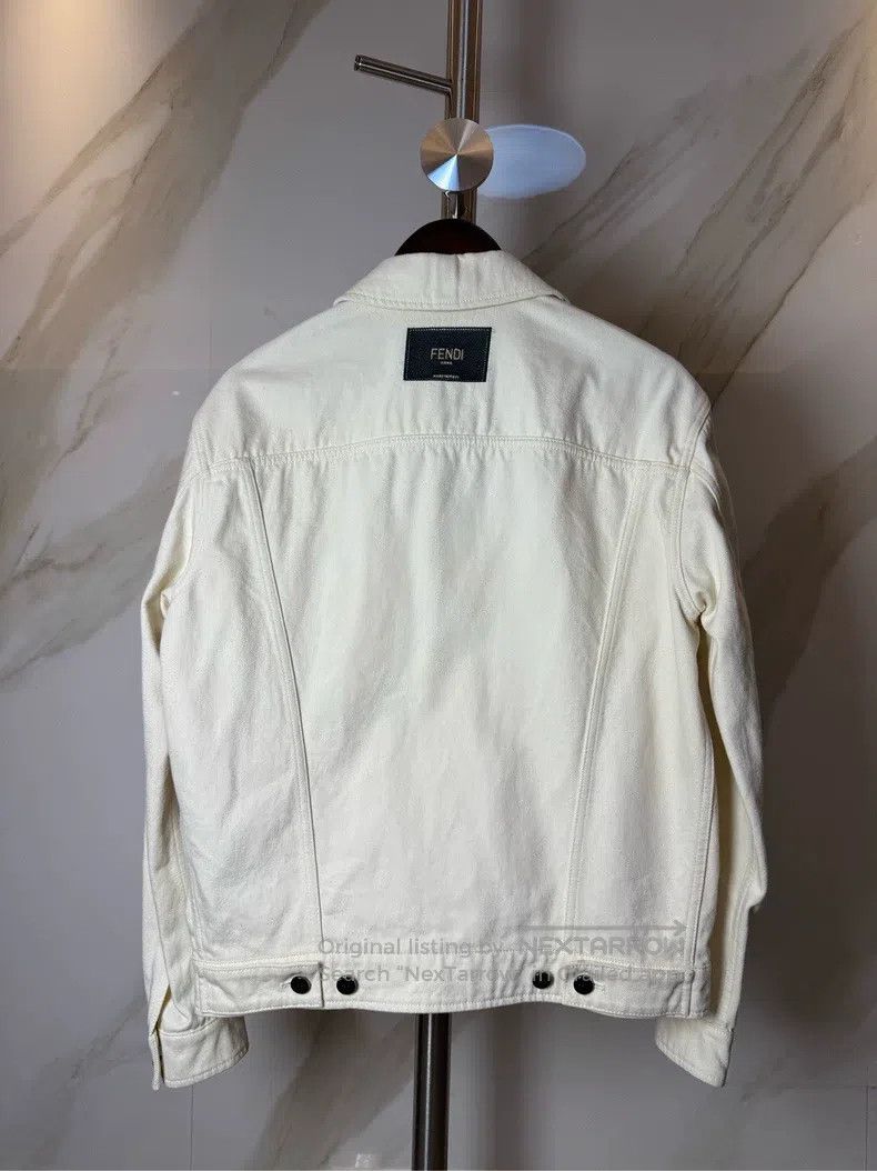 Fendi Fendi White Denim Jacket with Embroidered Chest Size US S / EU 44-46 / 1 - 2 Thumbnail