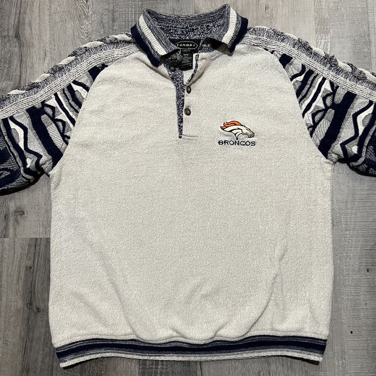 Tundra Canada × Vintage VTG Tundra Denver Broncos Textured Knit 90s NFL Sweater Size US M / EU 48-50 / 2 - 4 Thumbnail